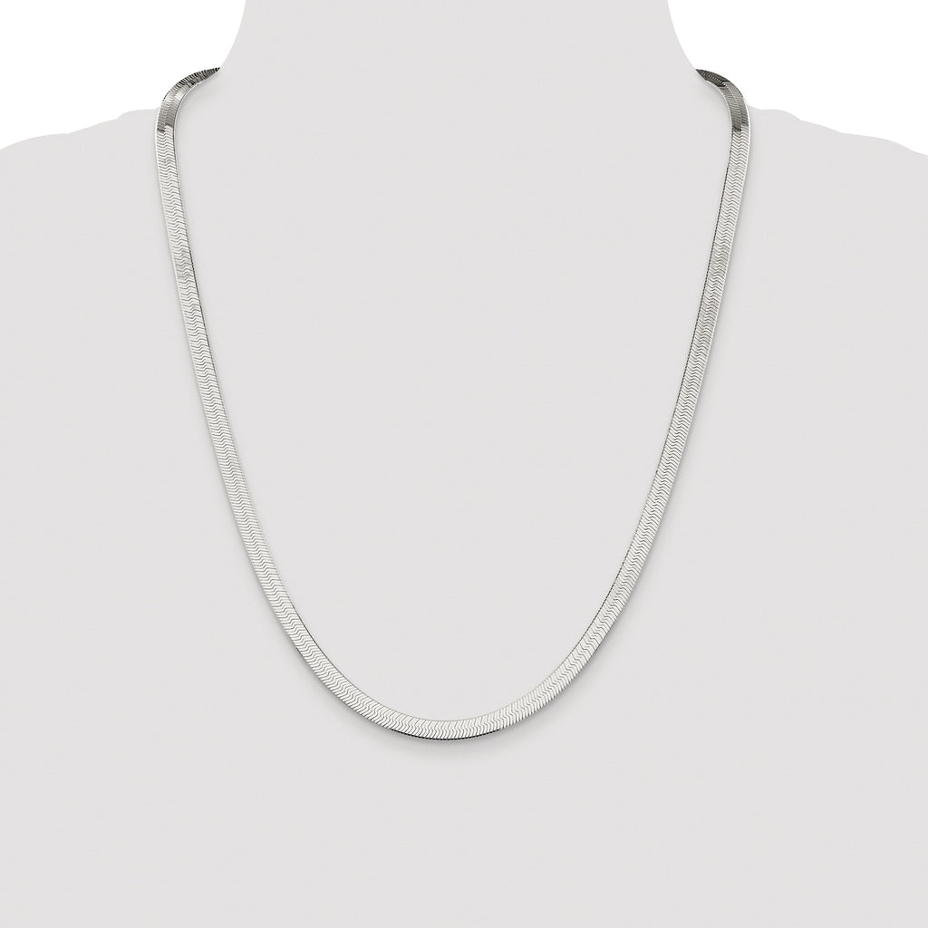 Sterling Silver Rhodium-plated 5.25mm Magic Herringbone Chain