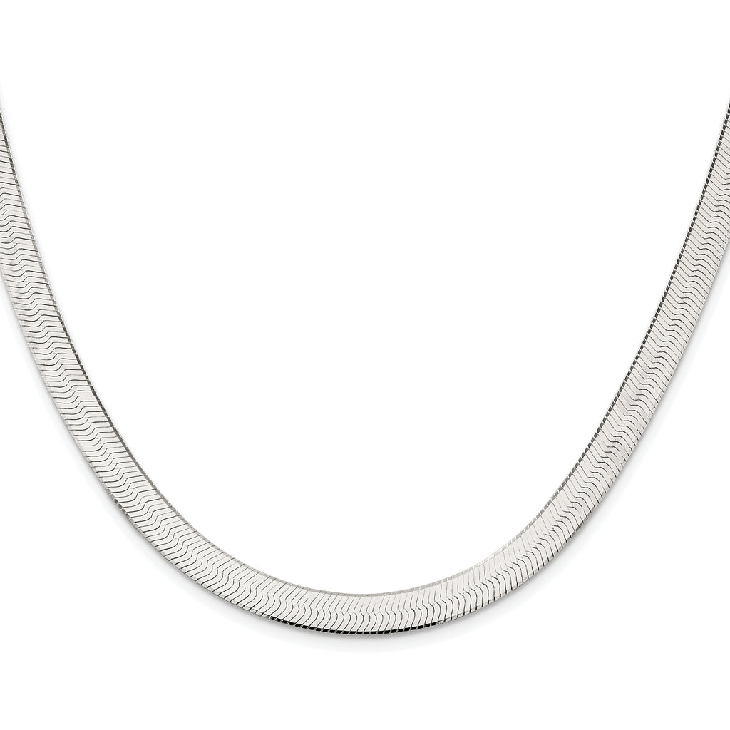 Sterling Silver Rhodium-plated 7.3mm Magic Herringbone Chain