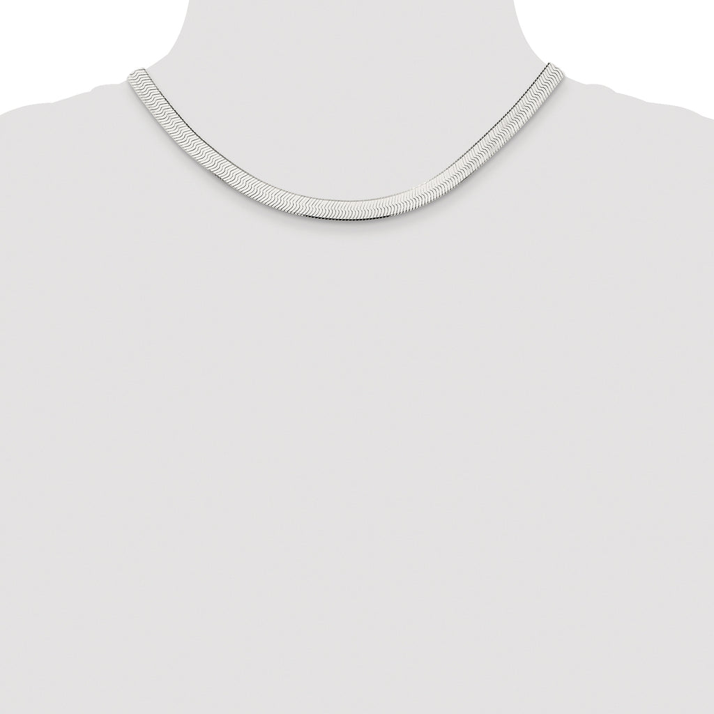 Sterling Silver Rhodium-plated 7.3mm Magic Herringbone Chain