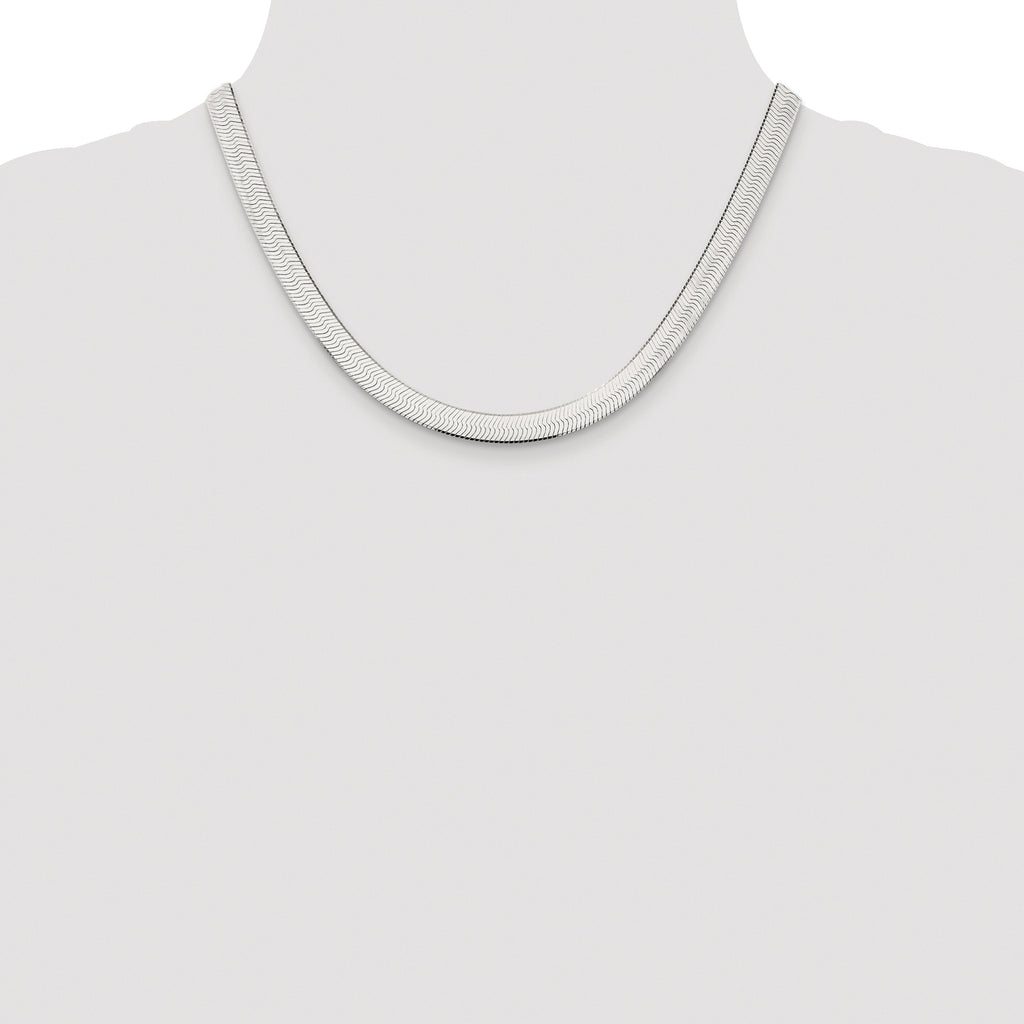 Sterling Silver Rhodium-plated 7.3mm Magic Herringbone Chain