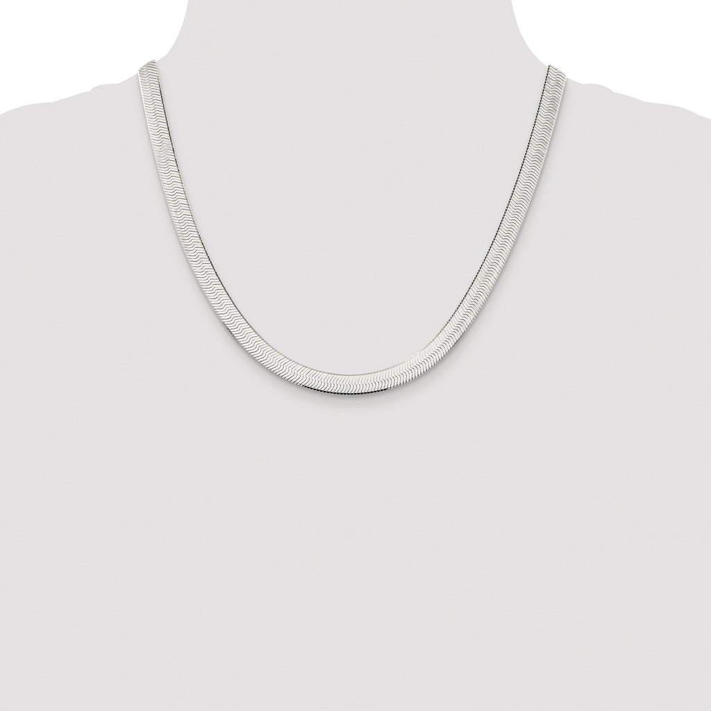 Sterling Silver Rhodium-plated 7.3mm Magic Herringbone Chain