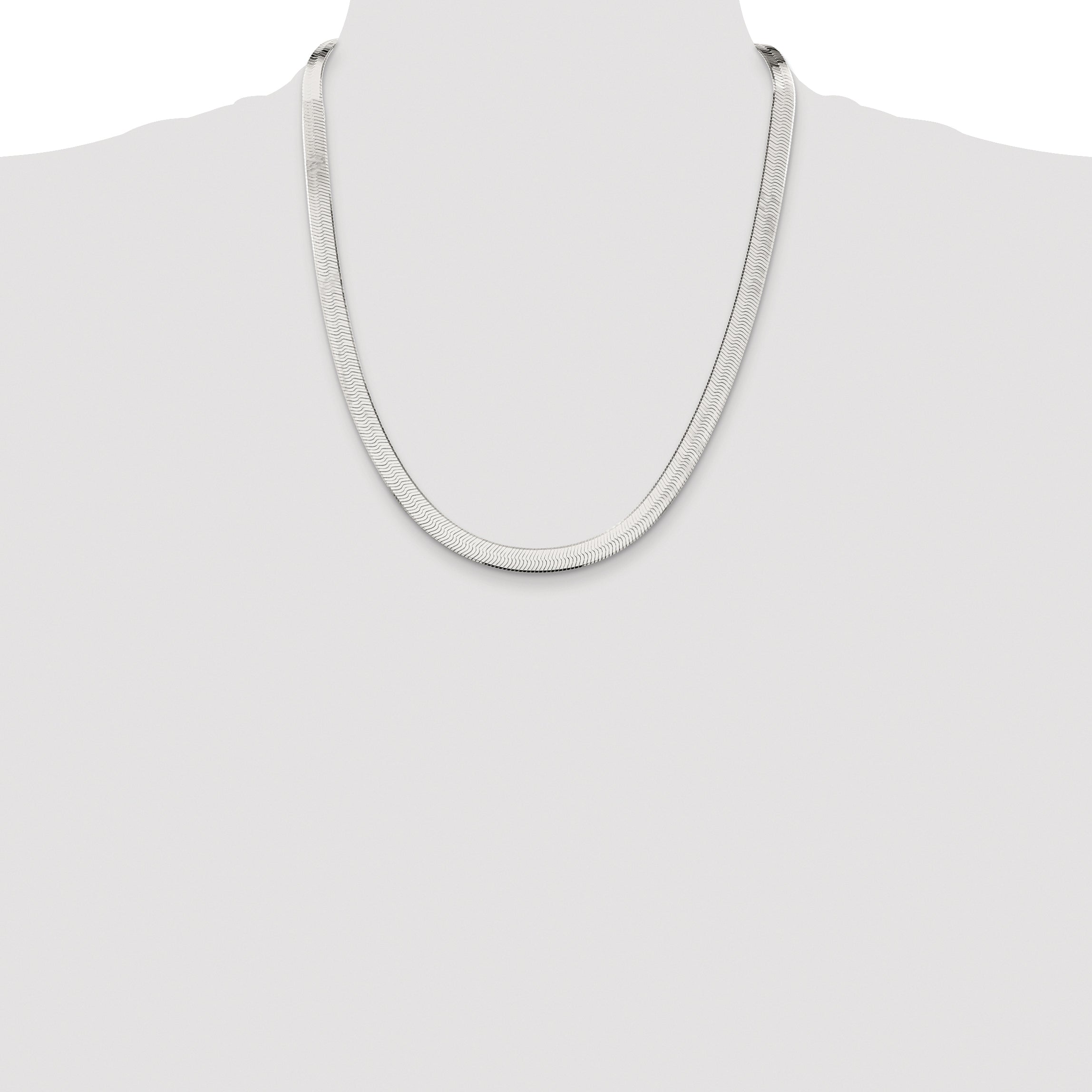 Sterling Silver Rhodium-plated 7.3mm Magic Herringbone Chain