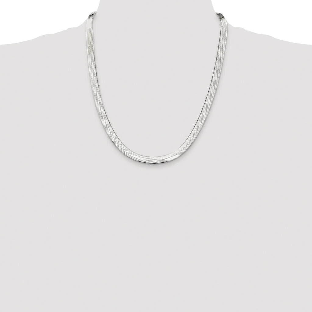 Sterling Silver Rhodium-plated 7.3mm Magic Herringbone Chain