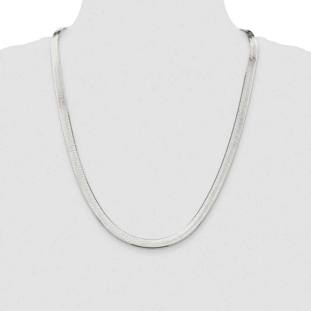Sterling Silver Rhodium-plated 7.3mm Magic Herringbone Chain