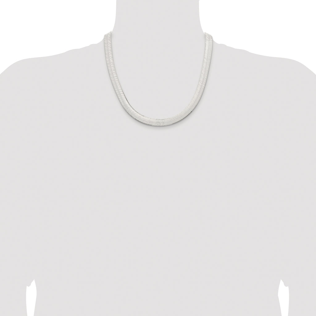 Sterling Silver Rhodium-plated 10.5mm Magic Herringbone Chain