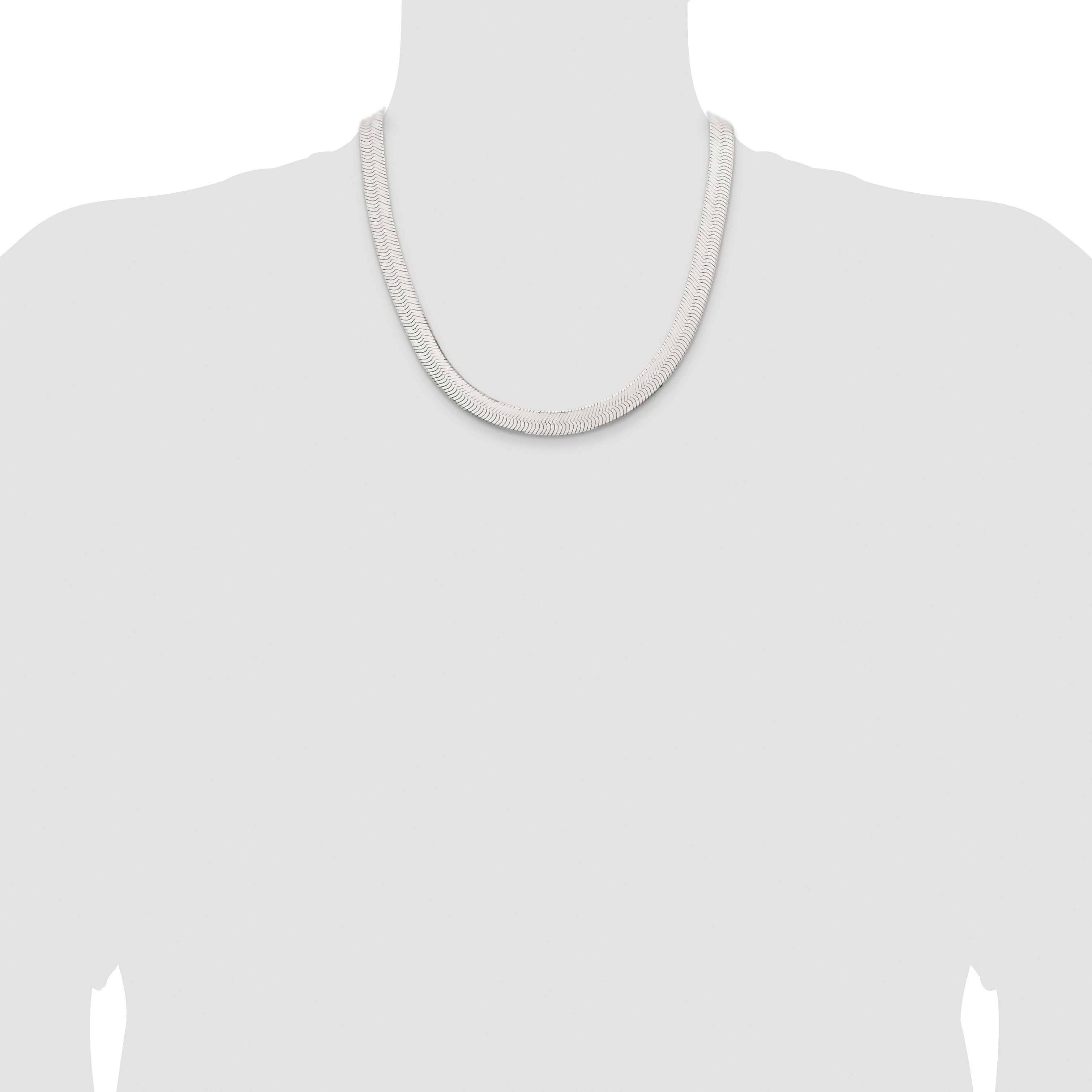 Sterling Silver Rhodium-plated 10.5mm Magic Herringbone Chain