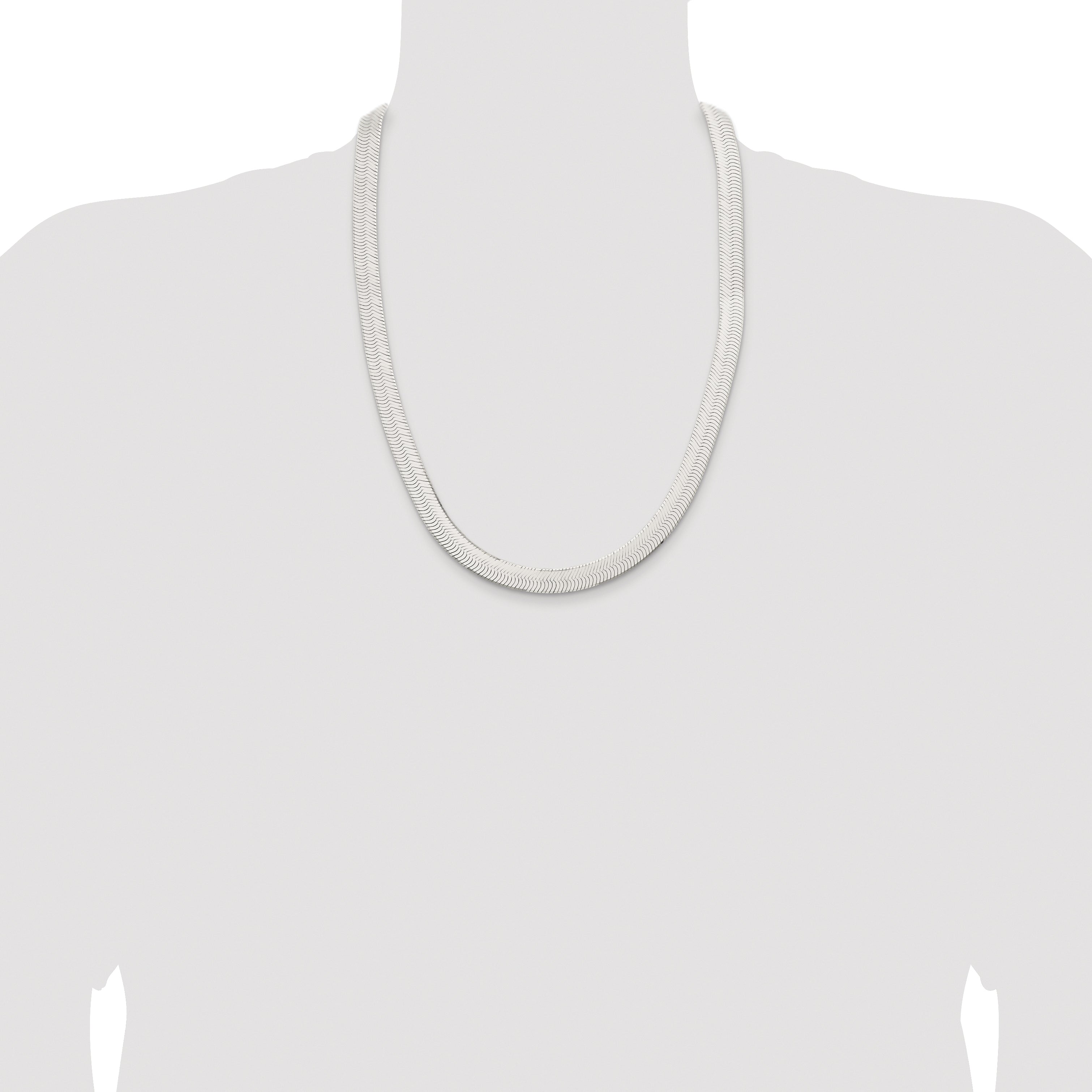 Sterling Silver Rhodium-plated 10.5mm Magic Herringbone Chain