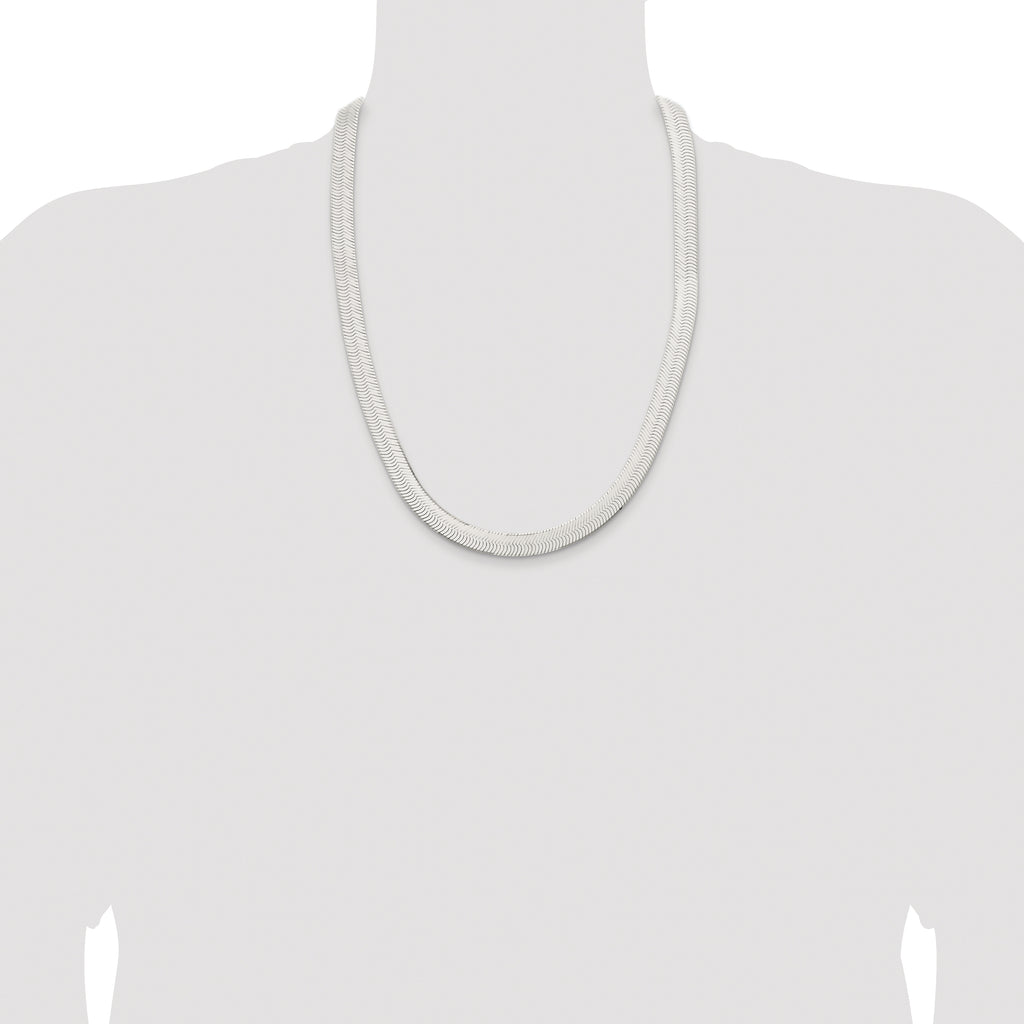 Sterling Silver Rhodium-plated 10.5mm Magic Herringbone Chain