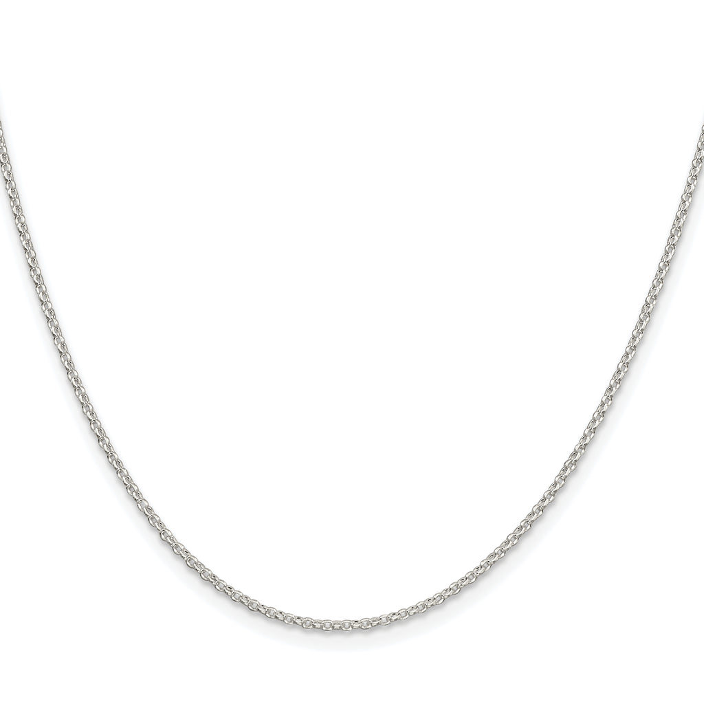Sterling Silver Rhodium-plated 1.5mm Diamond-Cut Rolo Cable Chain