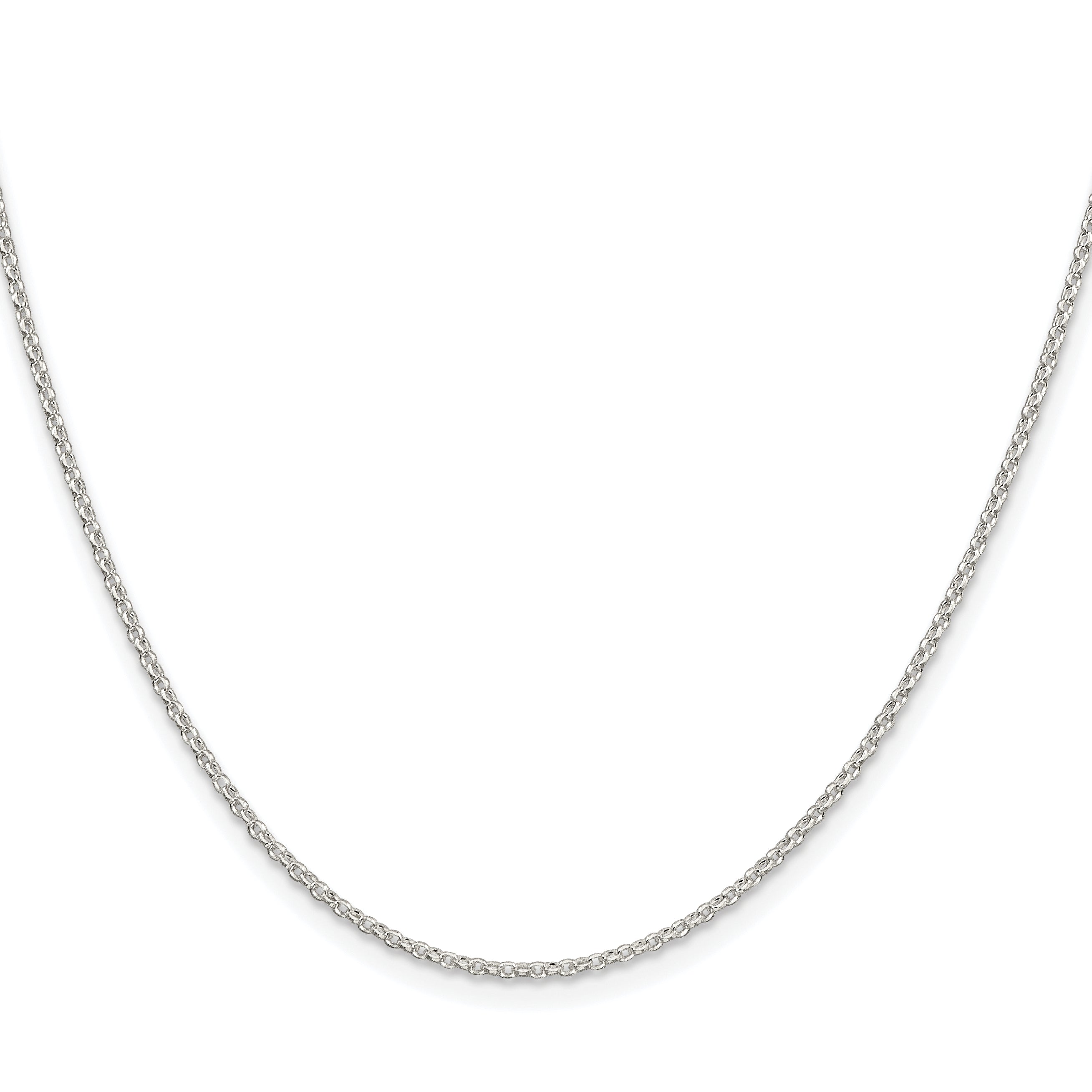 Sterling Silver Rhodium-plated 1.5mm Diamond-Cut Rolo Cable Chain