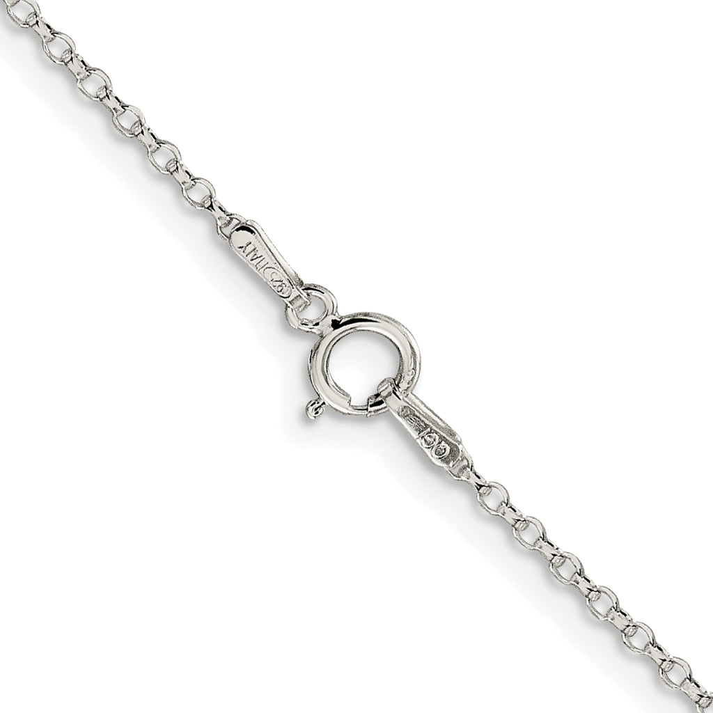 Sterling Silver Rhodium-plated 1.5mm Diamond-Cut Rolo Cable Chain