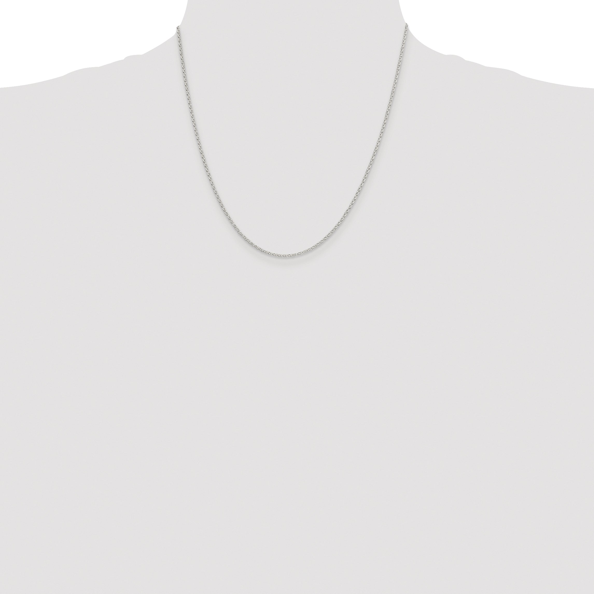 Sterling Silver Rhodium-plated 1.5mm Diamond-cut Cable Chain
