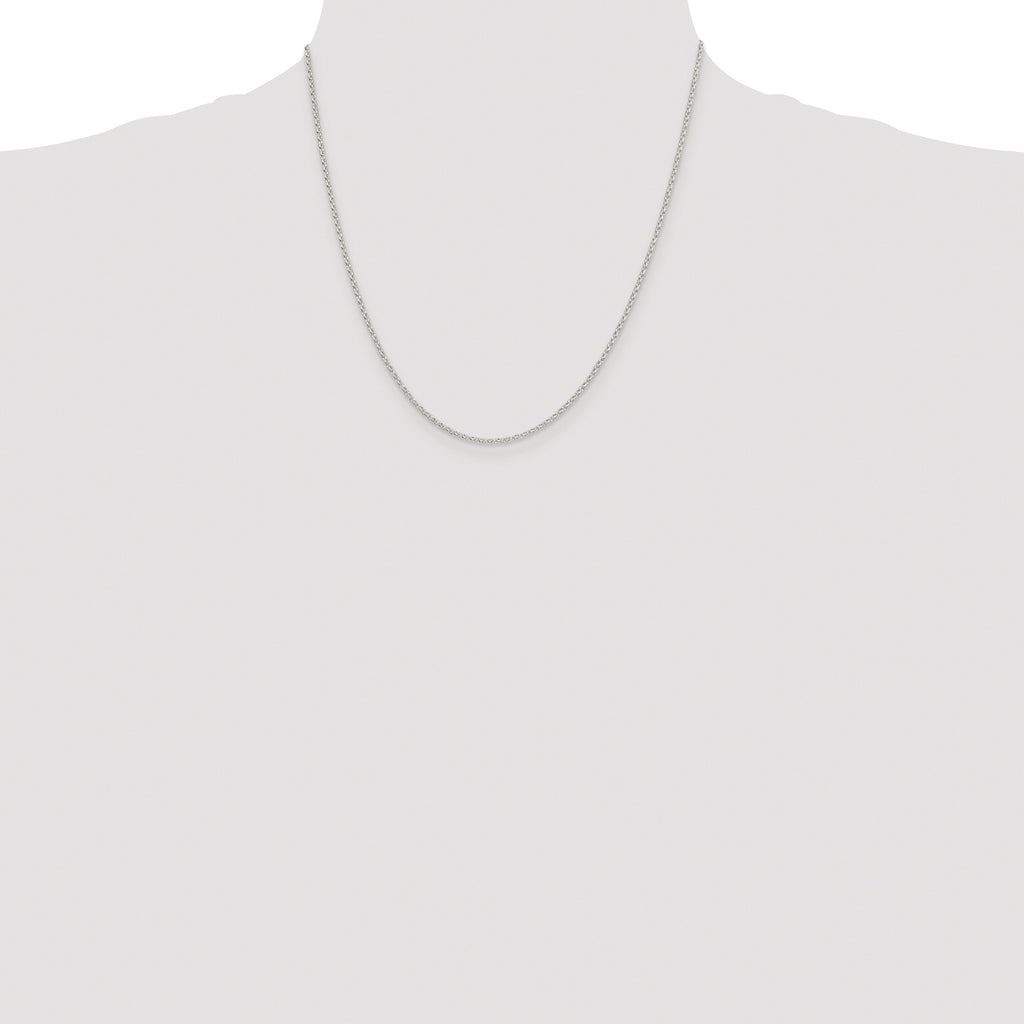 Sterling Silver Rhodium-plated 1.5mm Diamond-cut Rolo Cable Chain
