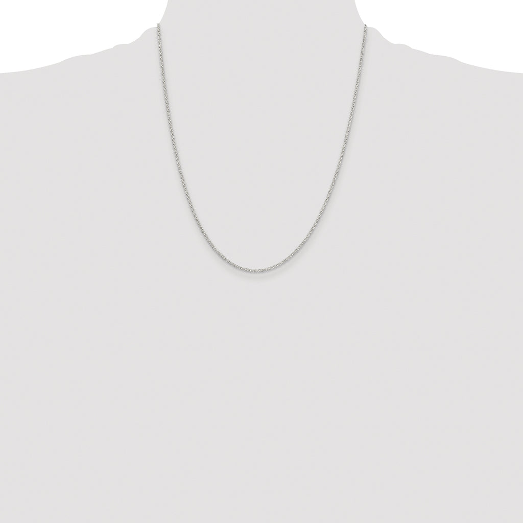 Sterling Silver Rhodium-plated 1.5mm Diamond-cut Rolo Cable Chain