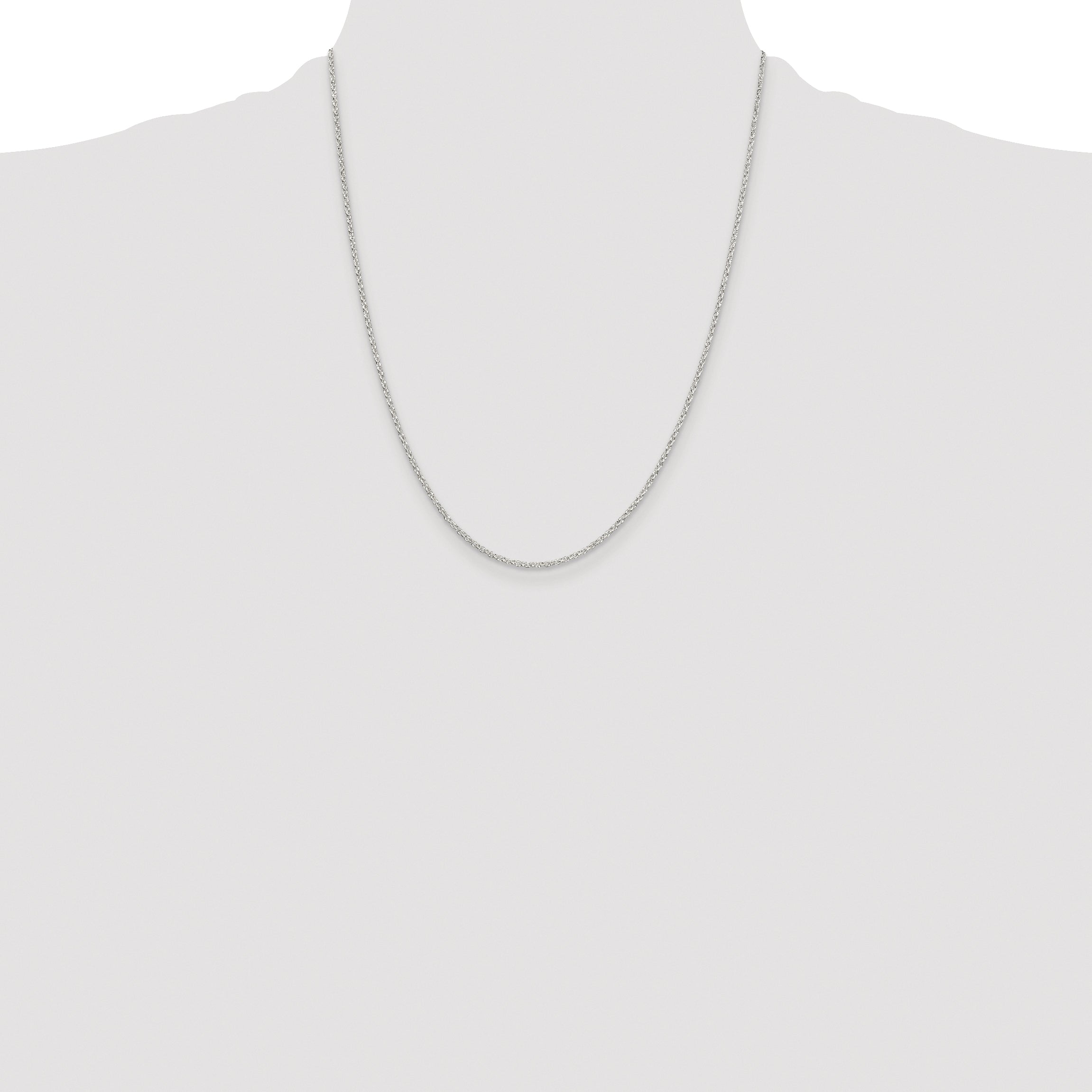 Sterling Silver Rhodium-plated 1.5mm Diamond-cut Cable Chain
