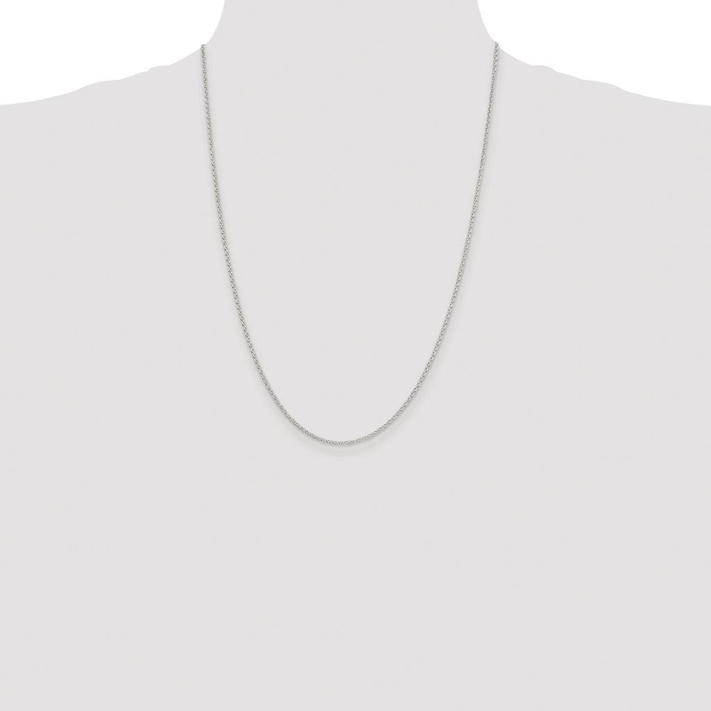 Sterling Silver Rhodium-plated 1.5mm Diamond-cut Rolo Cable Chain
