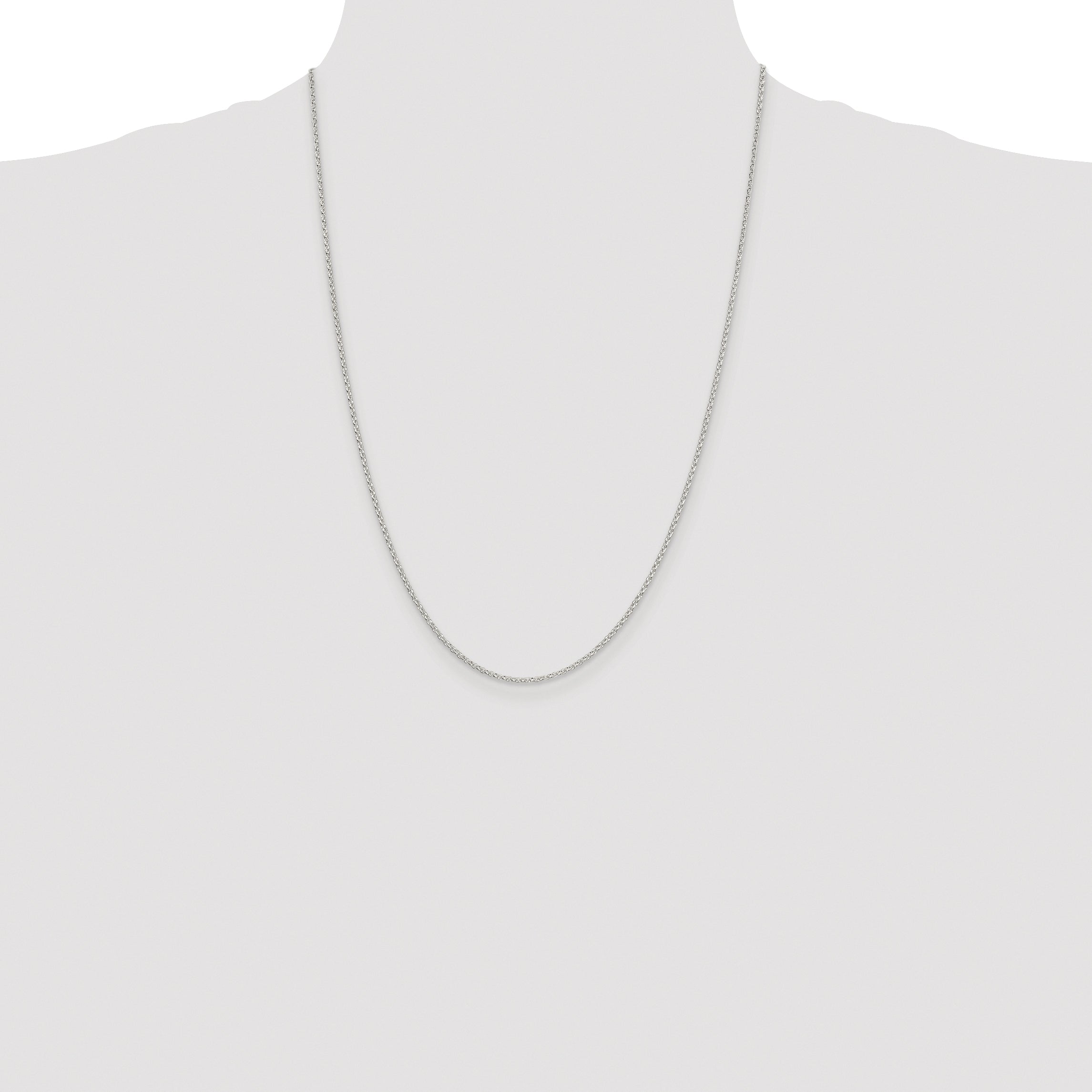 Sterling Silver Rhodium-plated 1.5mm Diamond-cut Cable Chain