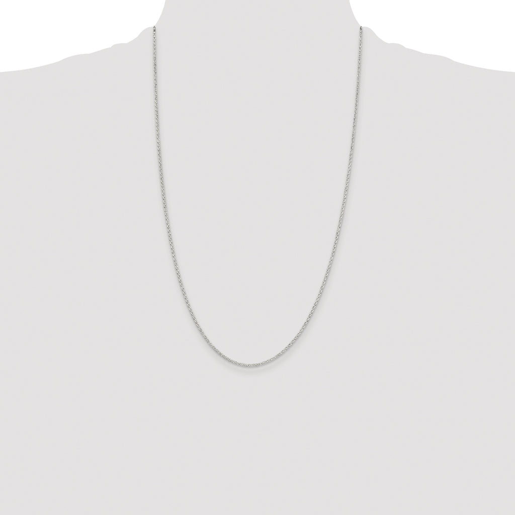 Sterling Silver Rhodium-plated 1.5mm Diamond-cut Rolo Cable Chain