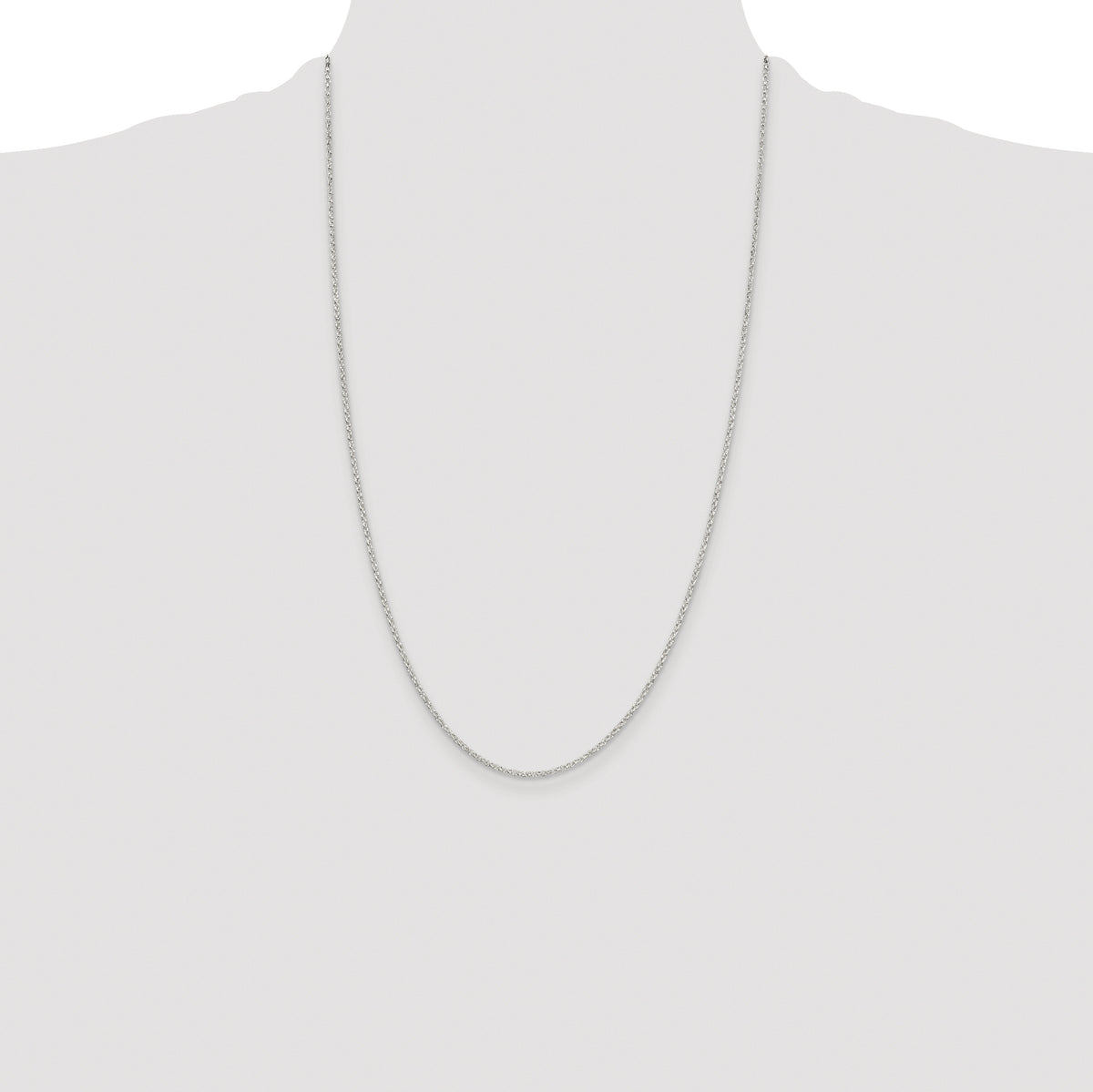 Sterling Silver Rhodium-plated 1.5mm Diamond-cut Rolo Cable Chain