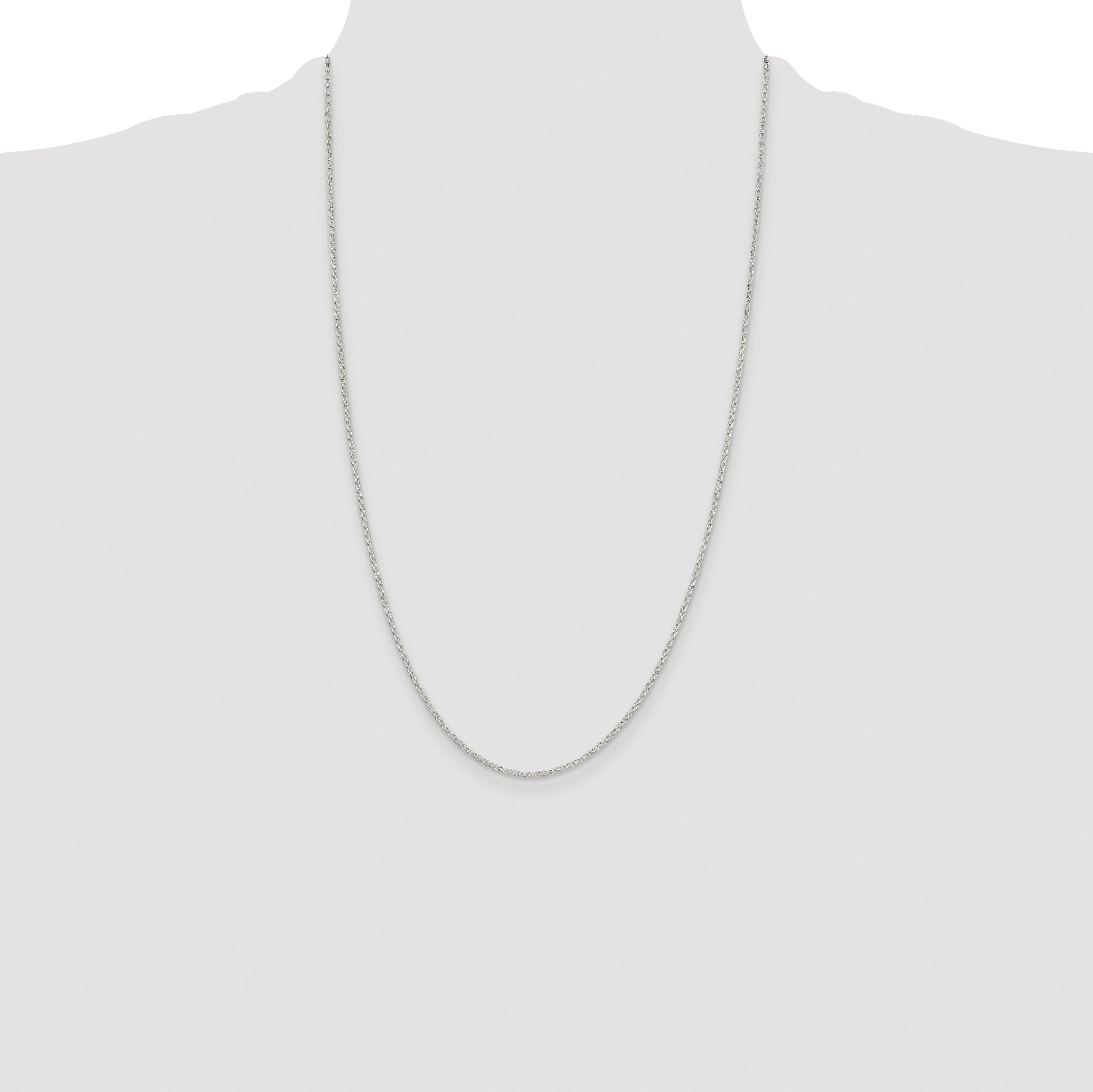 Sterling Silver Rhodium-plated 1.5mm Diamond-cut Cable Chain