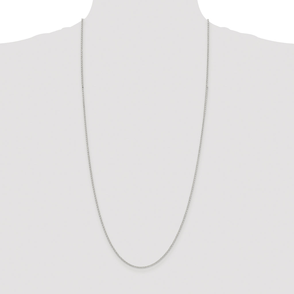 Sterling Silver Rhodium-plated 1.5mm Diamond-cut Rolo Cable Chain
