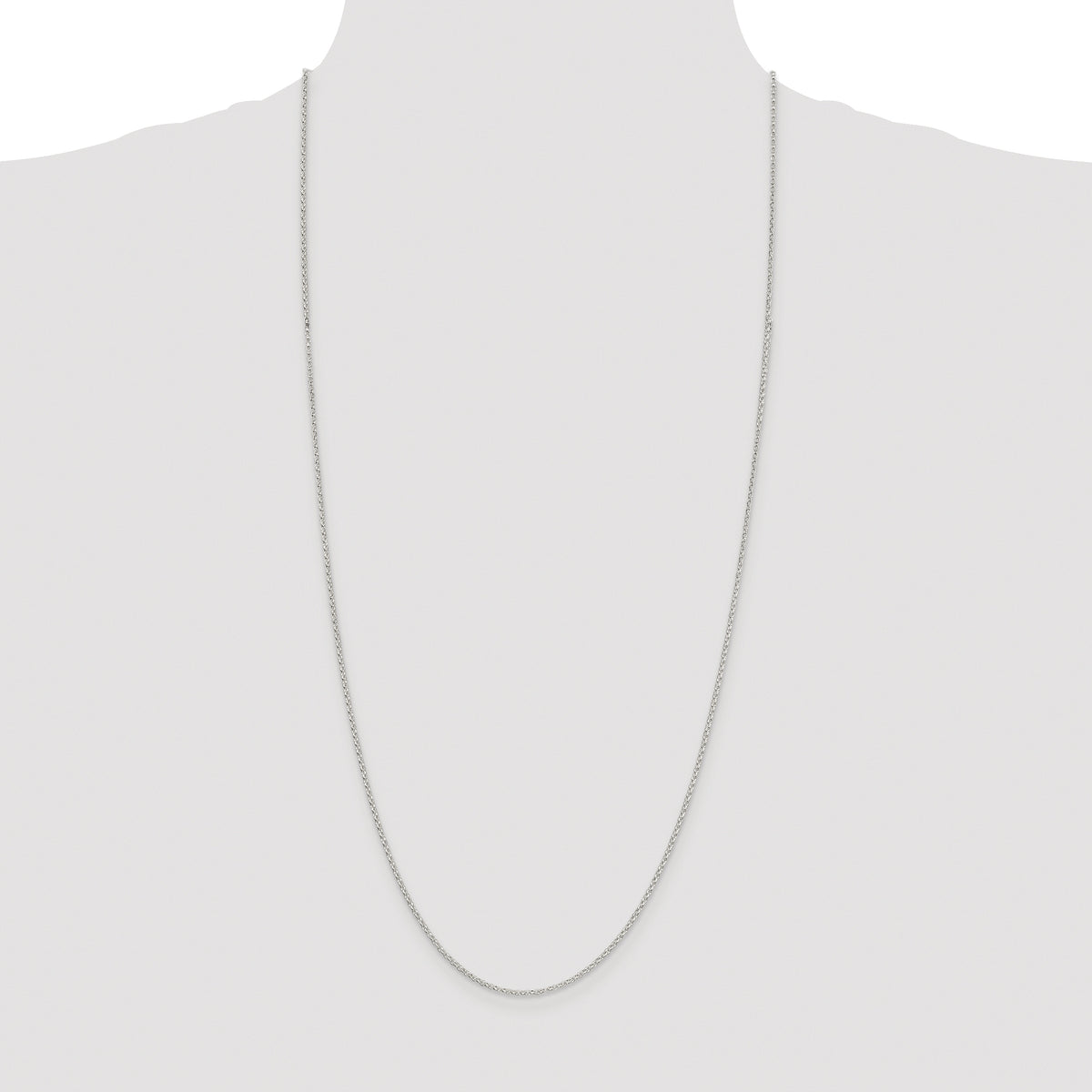 Sterling Silver Rhodium-plated 1.5mm Diamond-cut Rolo Cable Chain