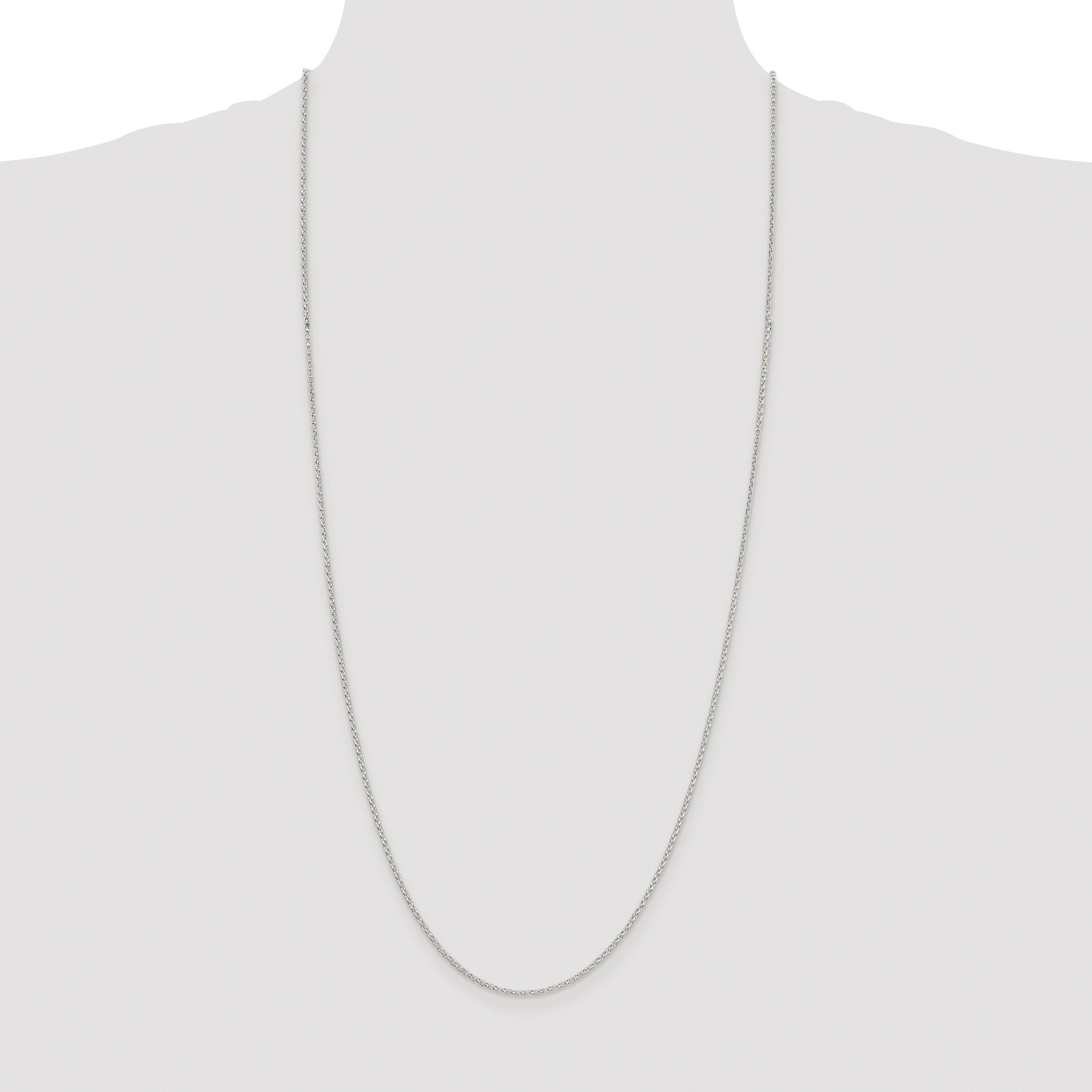 Sterling Silver Rhodium-plated 1.5mm Diamond-cut Cable Chain