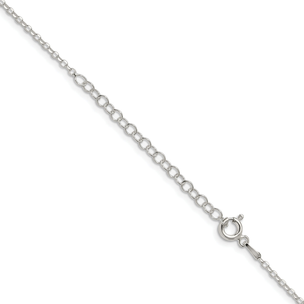 Sterling Silver 1.75mm Diamond-Cut With Extension ext. Rolo Cable Chain