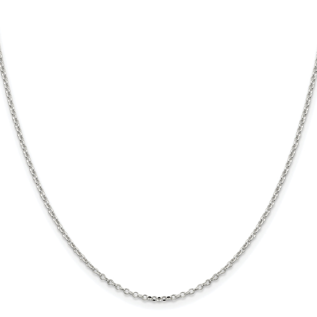 Sterling Silver Rh-plated 1.75mm Diamond-Cut With Extension ext. Rolo Cable Chain