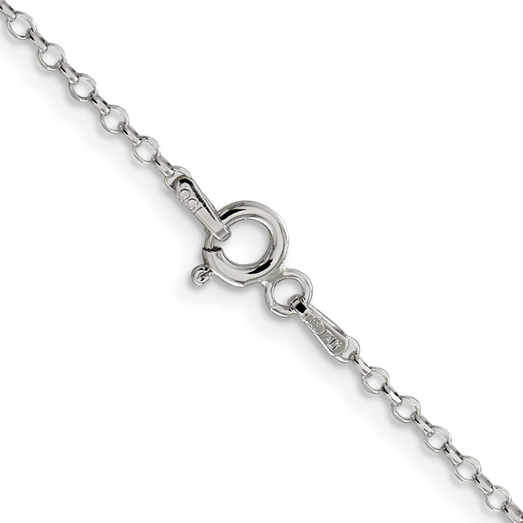 Sterling Silver Rhodium-plated 1.75mm Diamond-Cut Rolo Cable Chain