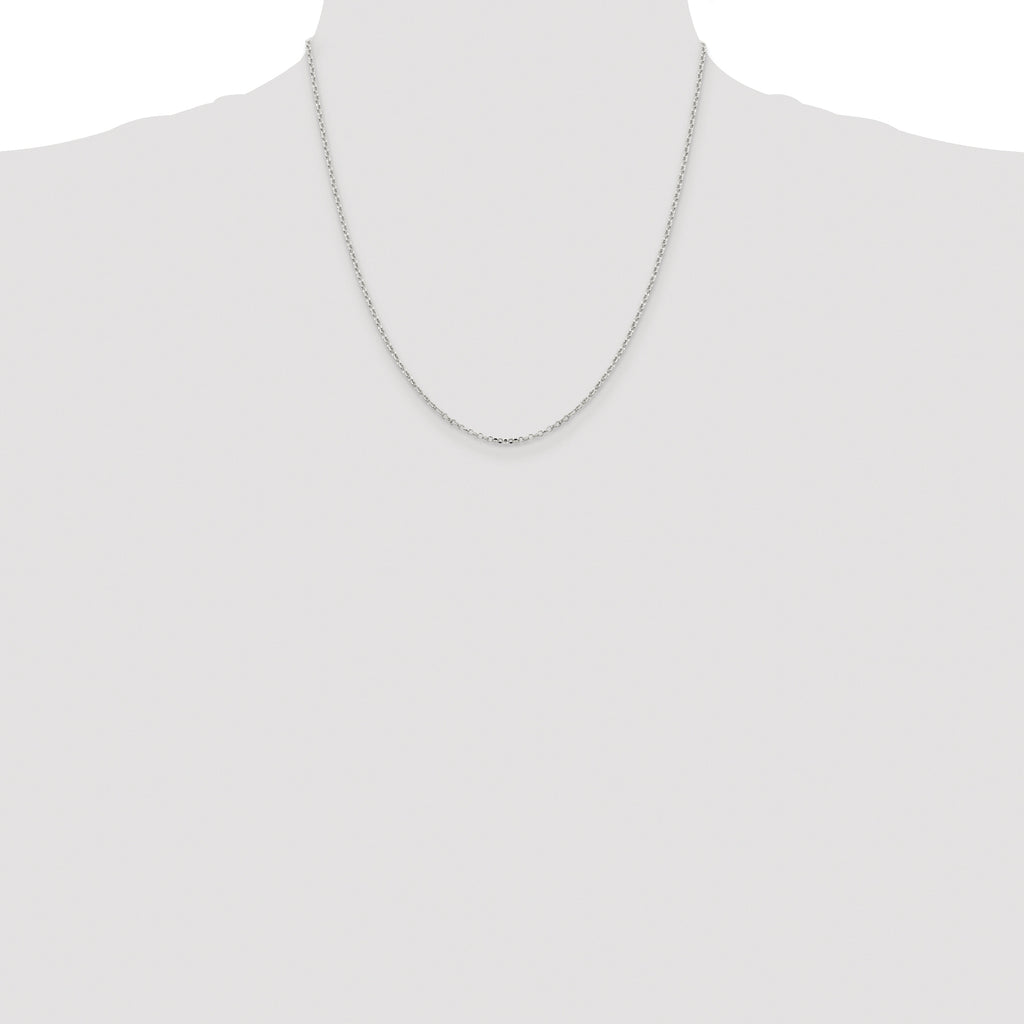 Sterling Silver Rhodium-plated 1.75mm Diamond-Cut Rolo Cable Chain