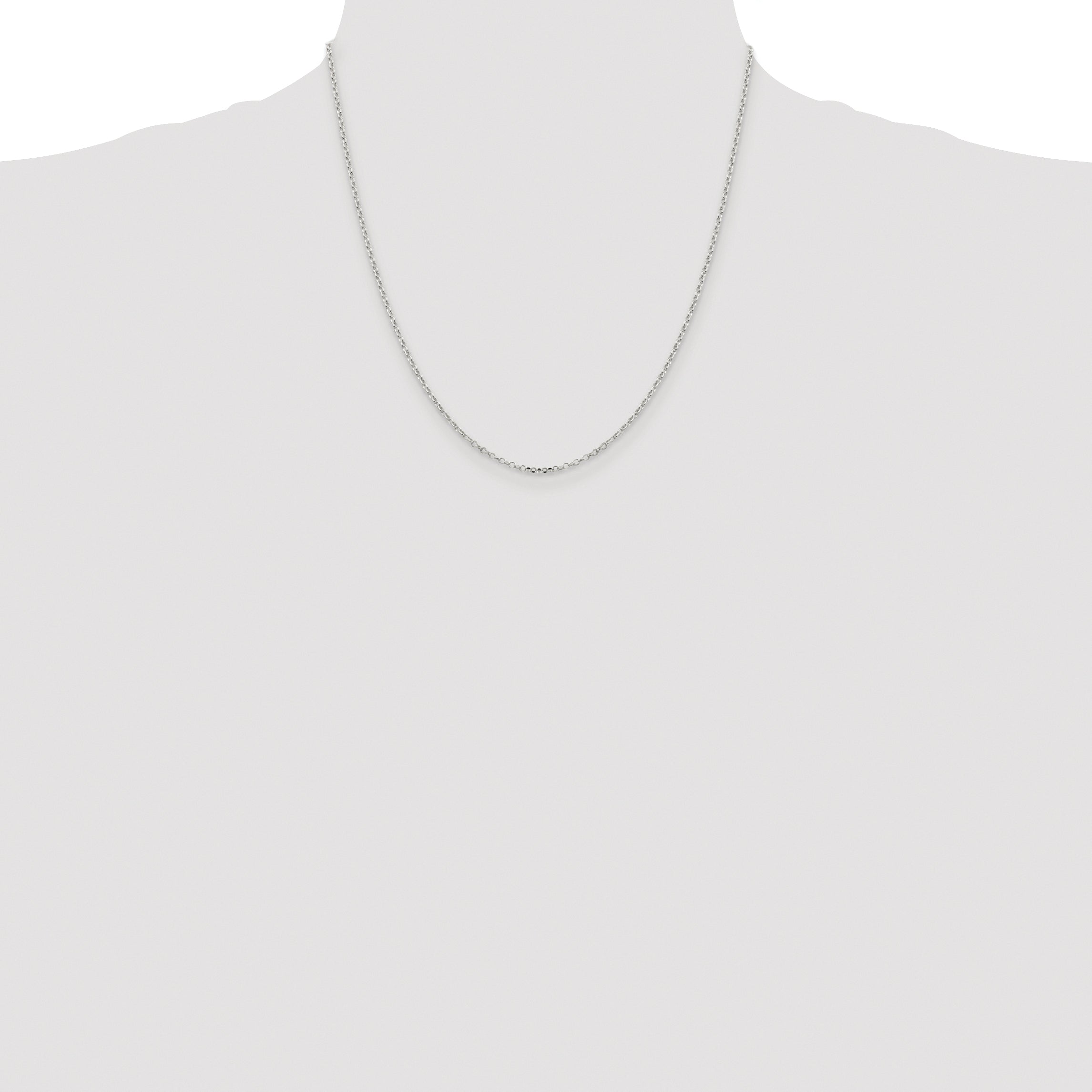 Sterling Silver Rhodium-plated 1.75mm Diamond-Cut Rolo Cable Chain