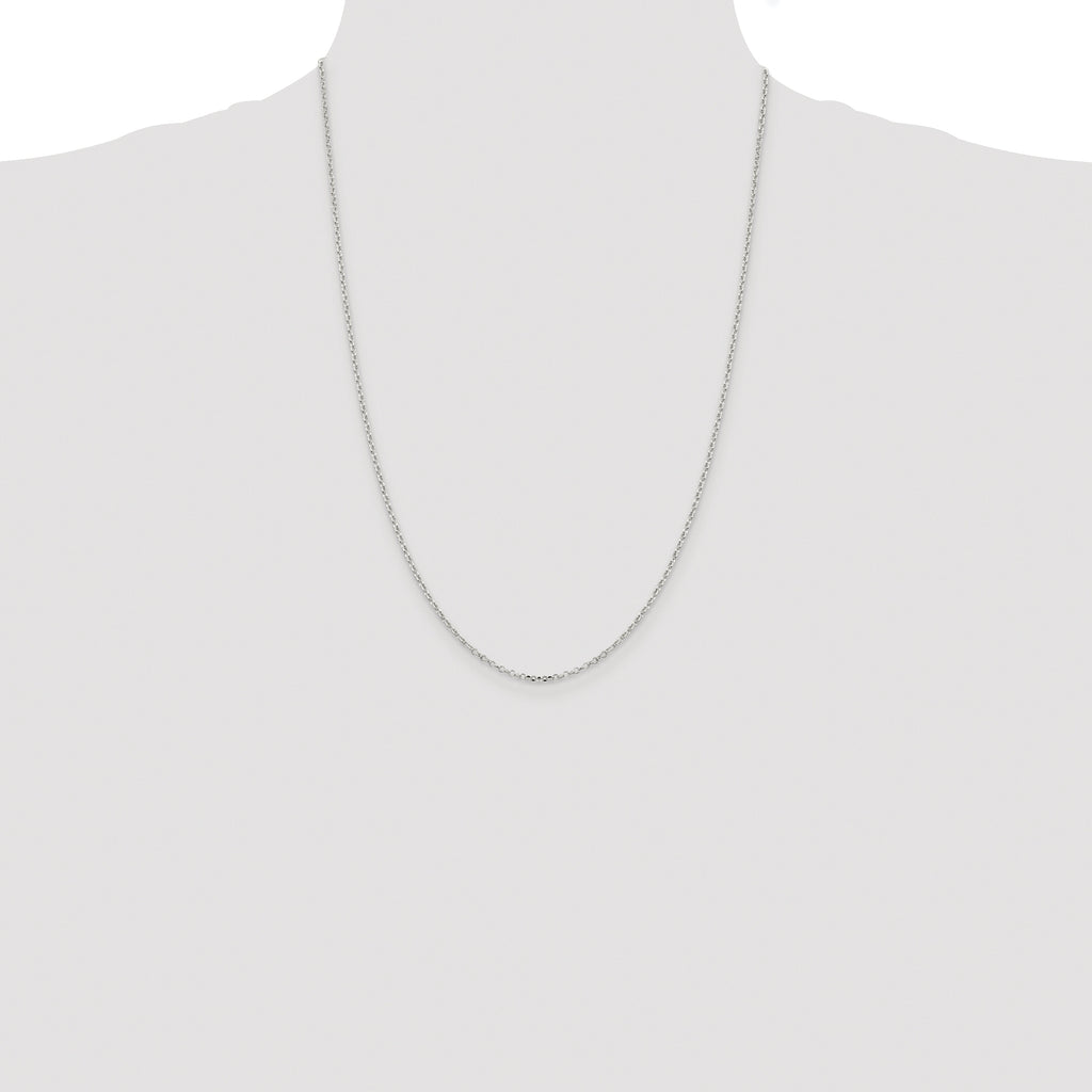 Sterling Silver Rhodium-plated 1.75mm Diamond-Cut Rolo Cable Chain