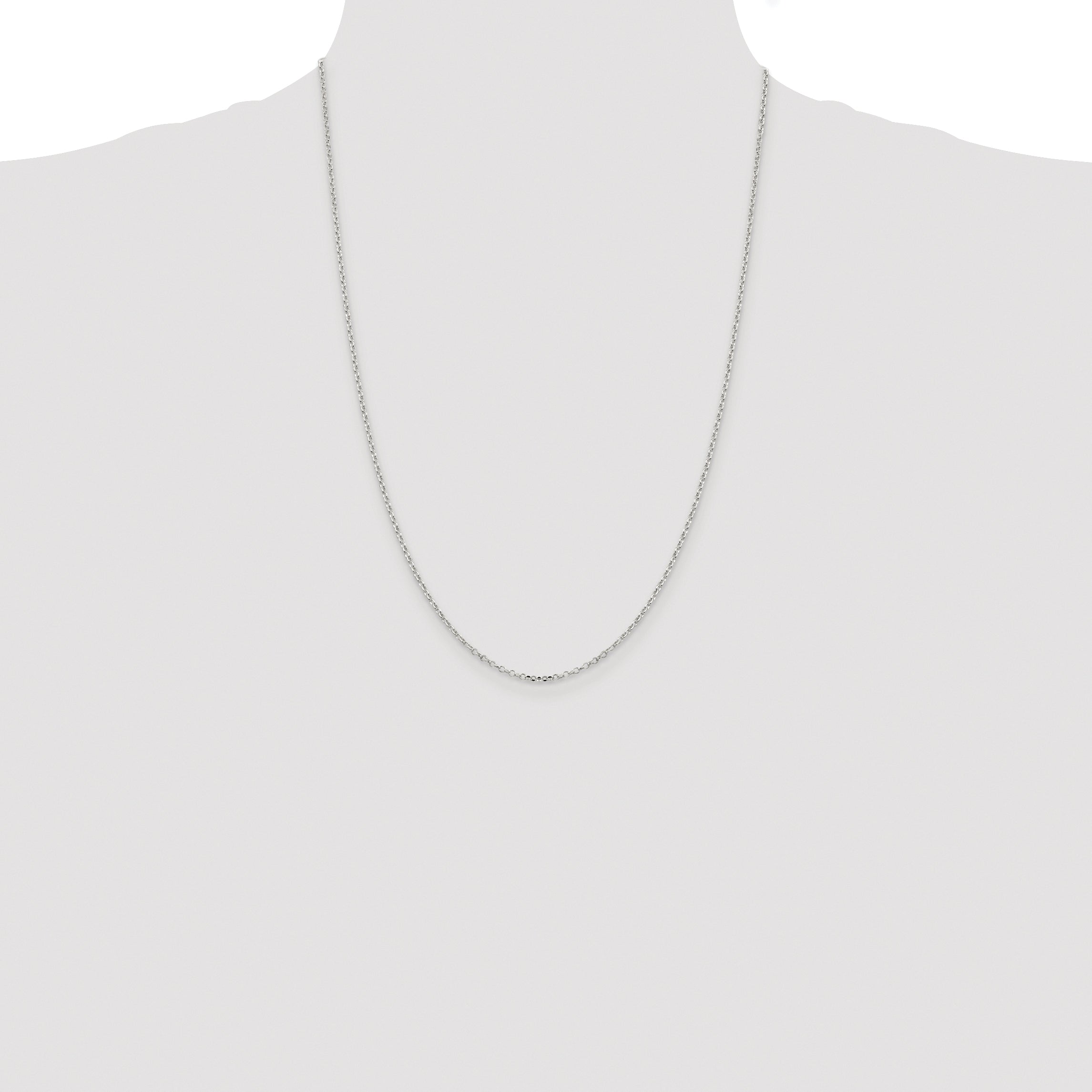 Sterling Silver Rhodium-plated 1.75mm Diamond-Cut Rolo Cable Chain