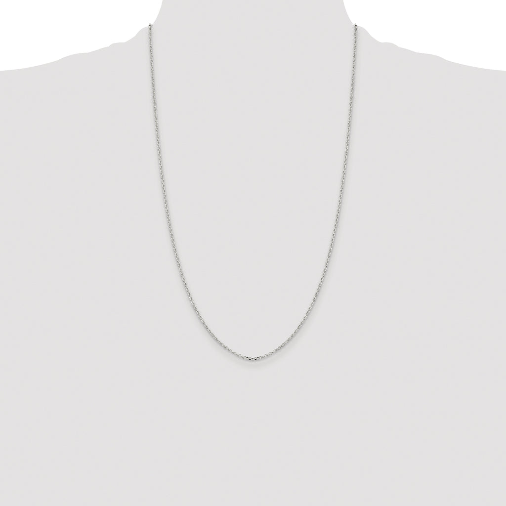 Sterling Silver Rhodium-plated 1.75mm Diamond-Cut Rolo Cable Chain