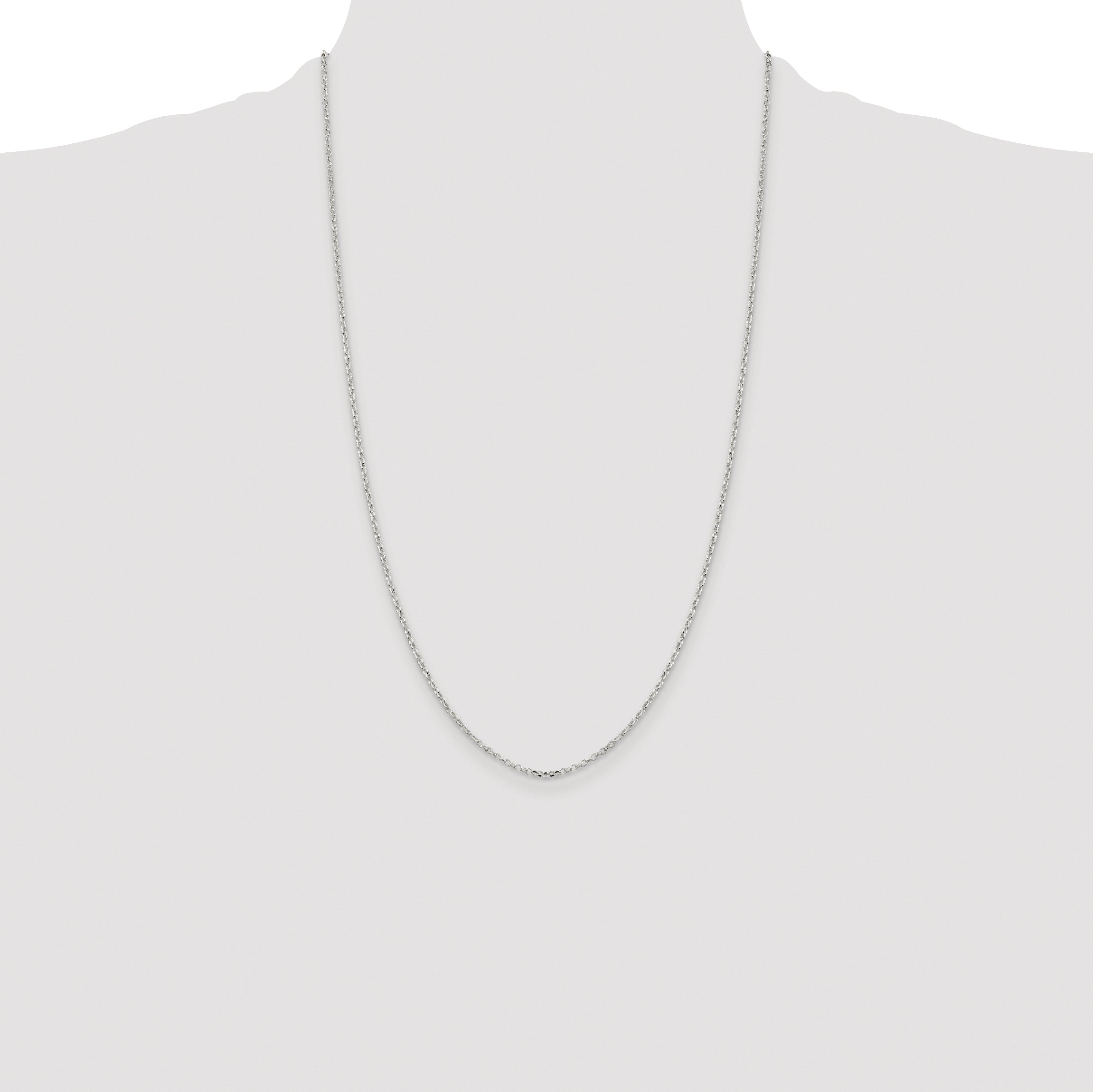 Sterling Silver Rhodium-plated 1.75mm Diamond-Cut Rolo Cable Chain