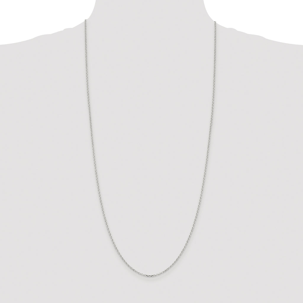 Sterling Silver Rhodium-plated 1.75mm Diamond-Cut Rolo Cable Chain