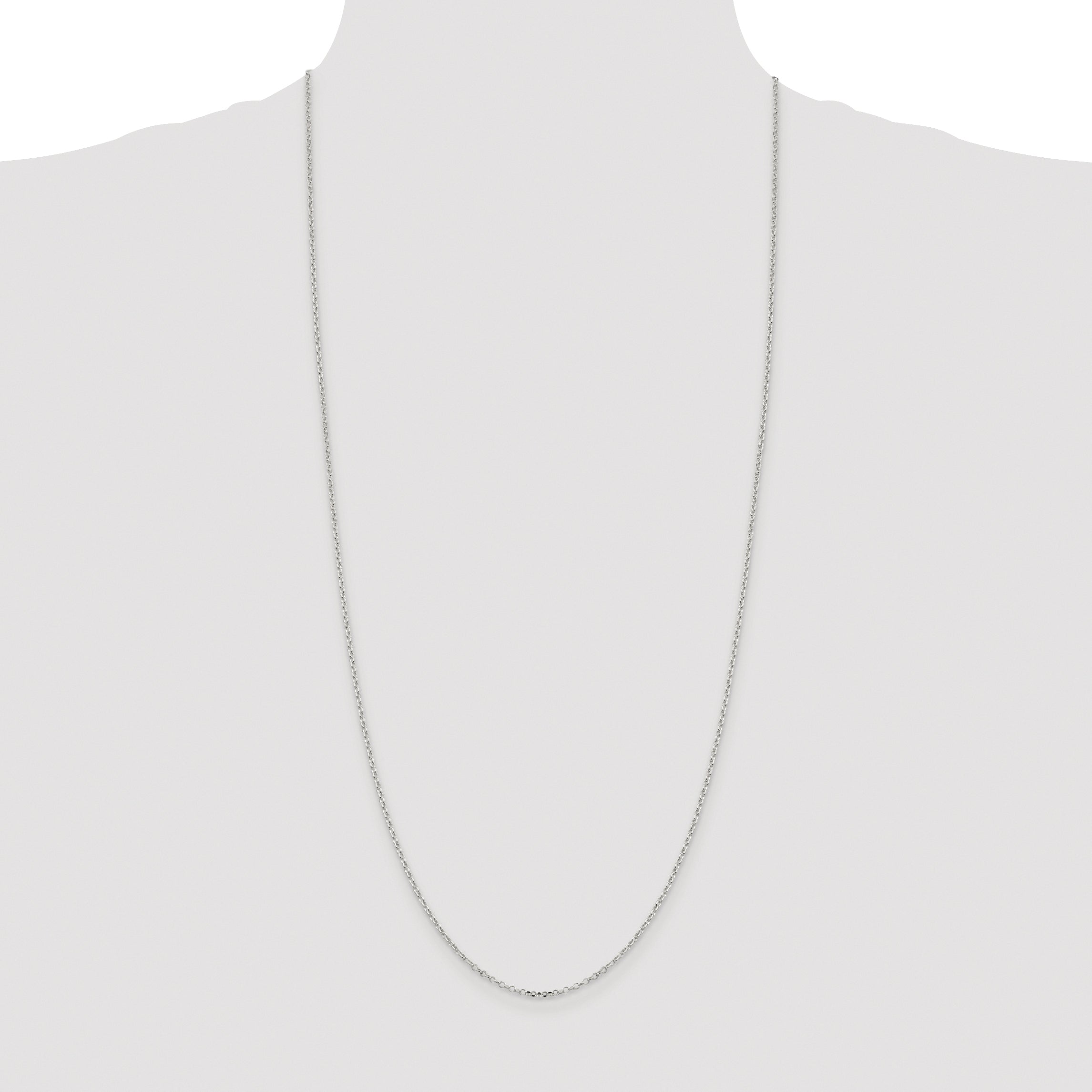 Sterling Silver Rhodium-plated 1.75mm Diamond-Cut Rolo Cable Chain