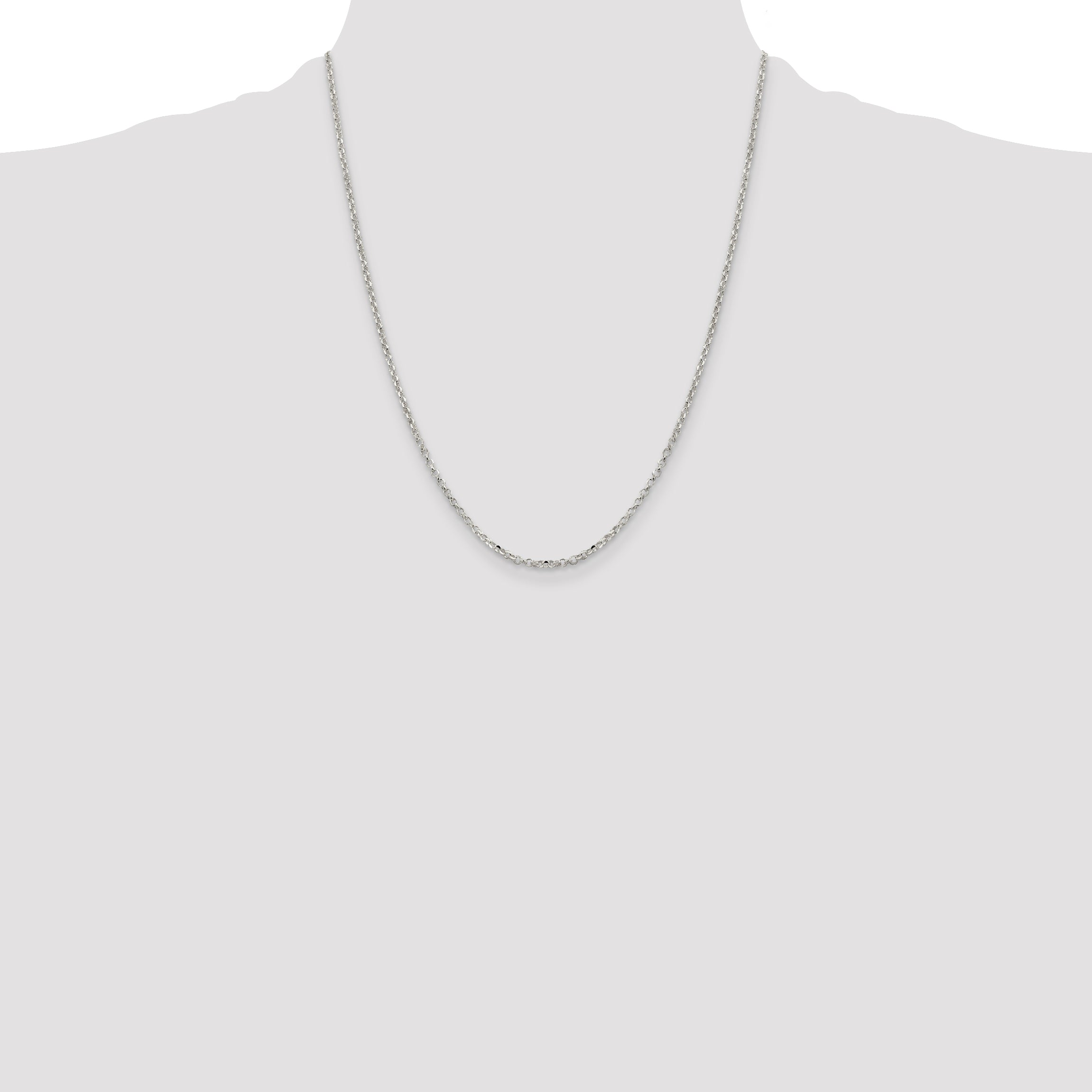 Sterling Silver 2.2mm Diamond-Cut With Extension ext. Rolo Cable Chain