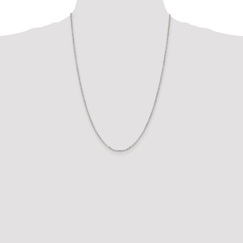 Sterling Silver 2.2mm Diamond-Cut Rolo Cable Chain