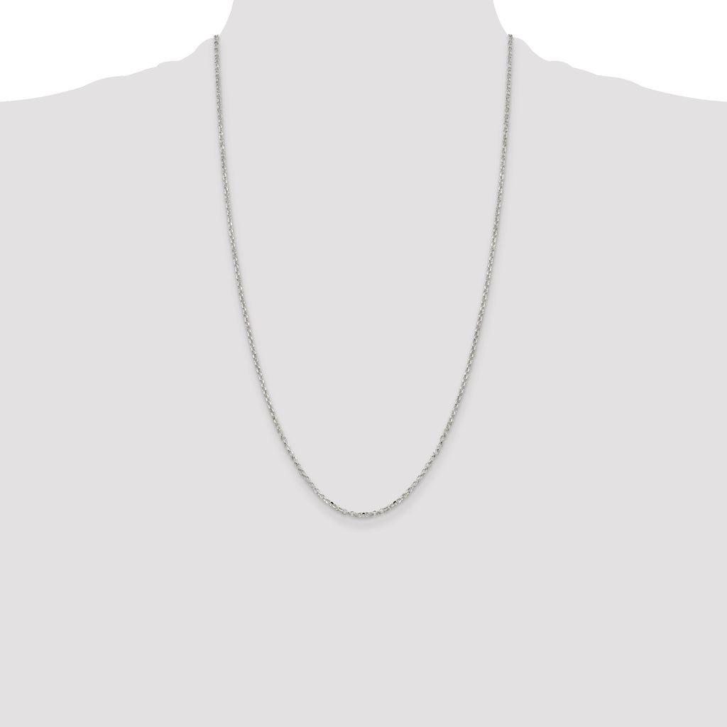 Sterling Silver 2.2mm Diamond-Cut Rolo Cable Chain