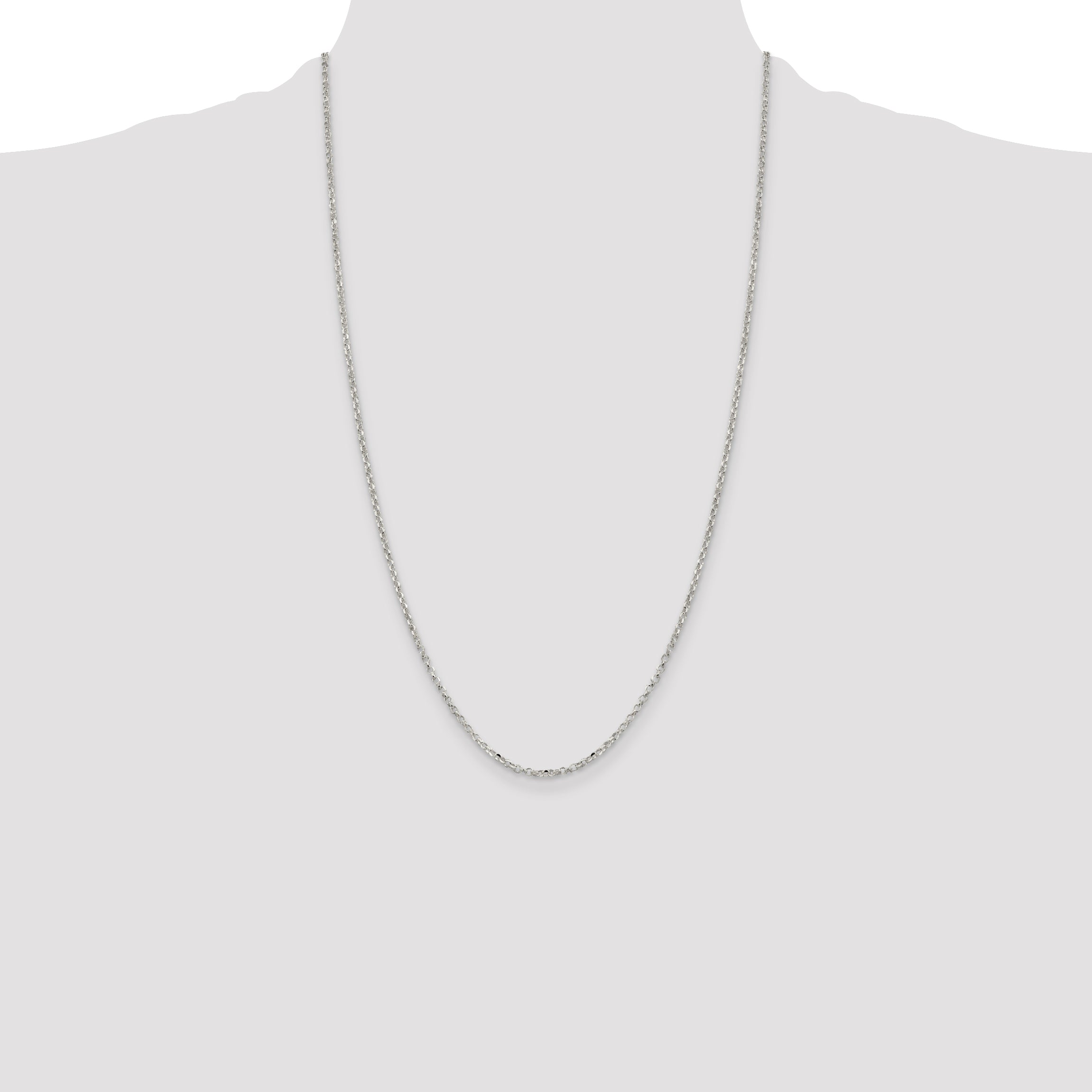 Sterling Silver 2.2mm Diamond-Cut Rolo Cable Chain
