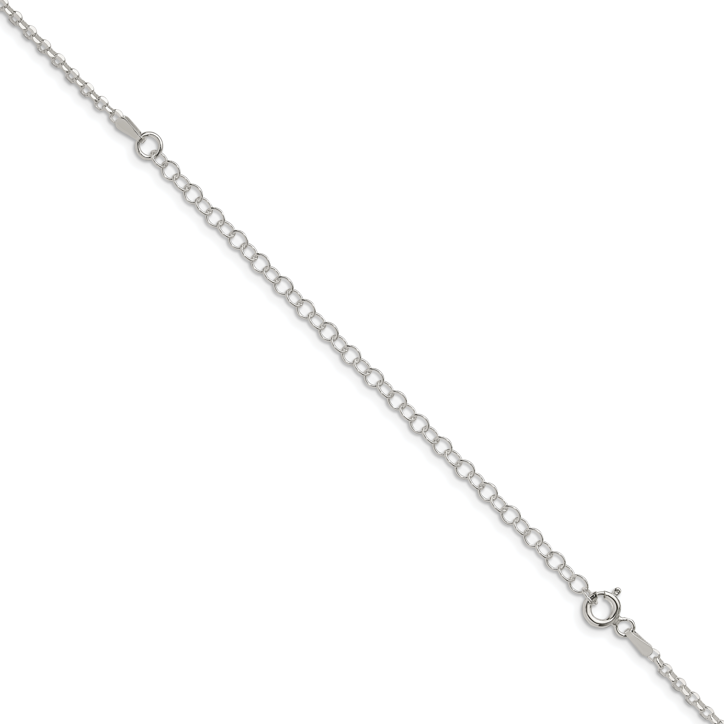 Sterling Silver 2.2mm Diamond-Cut With Extension ext. Rolo Cable Chain