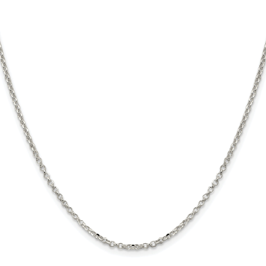 Sterling Silver Rh-plated 2.2mm Diamond-Cut With Extension ext. Rolo Cable Chain