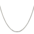 Sterling Silver Rh-plated 2.2mm Diamond-Cut With Extension ext. Rolo Cable Chain