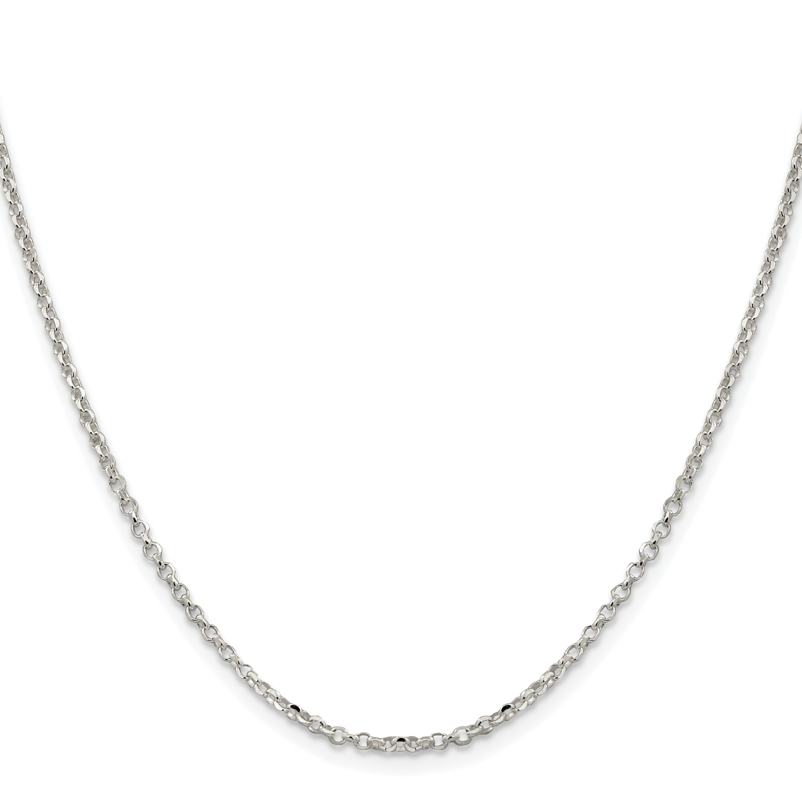 Sterling Silver Rh-plated 2.2mm Diamond-Cut With Extension ext. Rolo Cable Chain