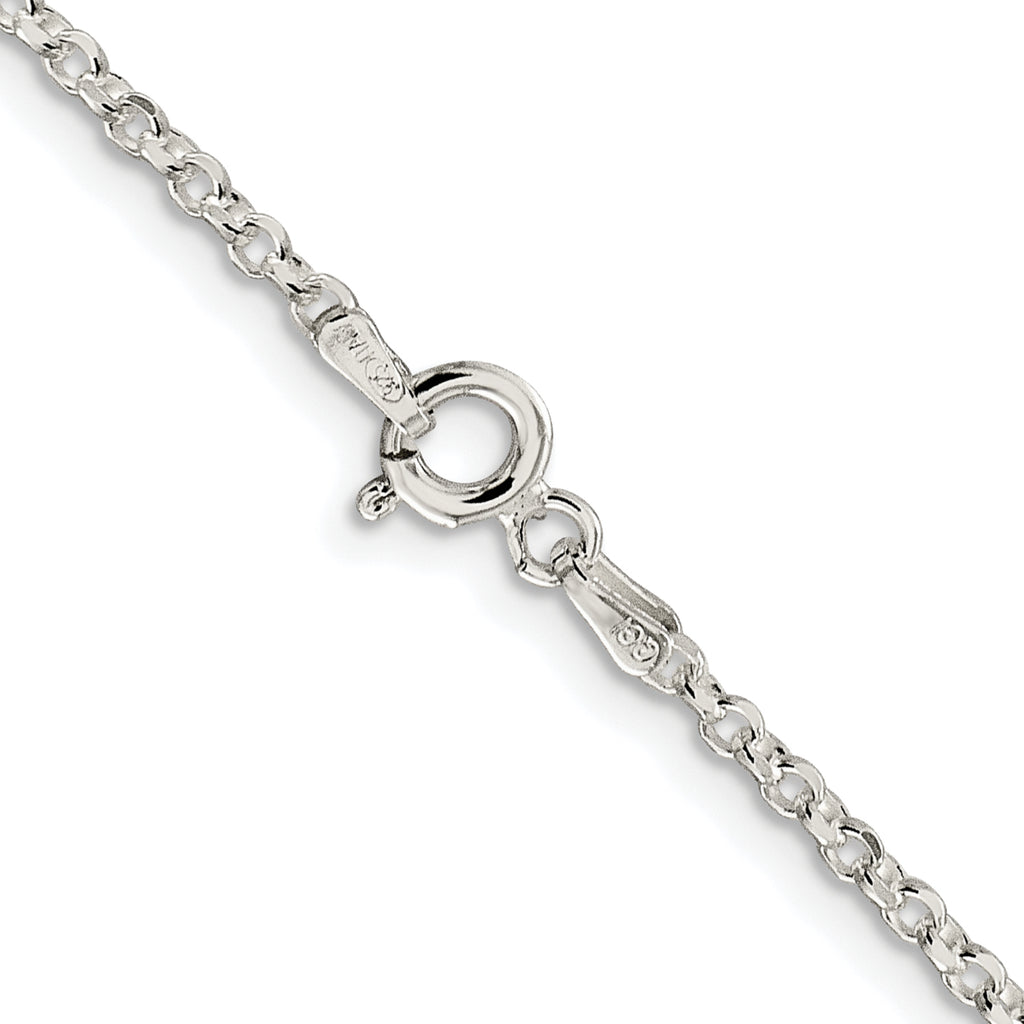 Sterling Silver Rh-plated 2.2mm Diamond-Cut With Extension ext. Rolo Cable Chain