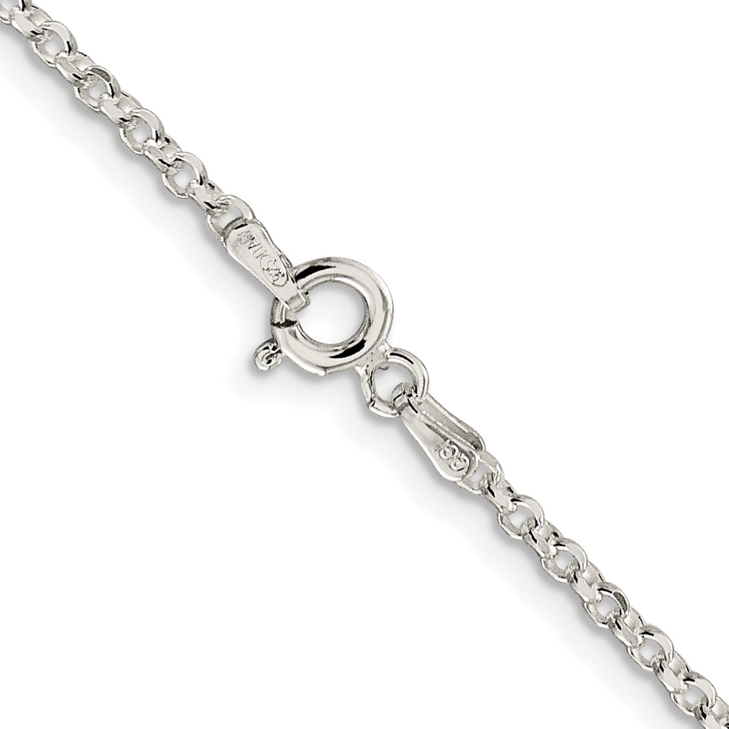 Sterling Silver Rh-plated 2.2mm Diamond-Cut With Extension ext. Rolo Cable Chain