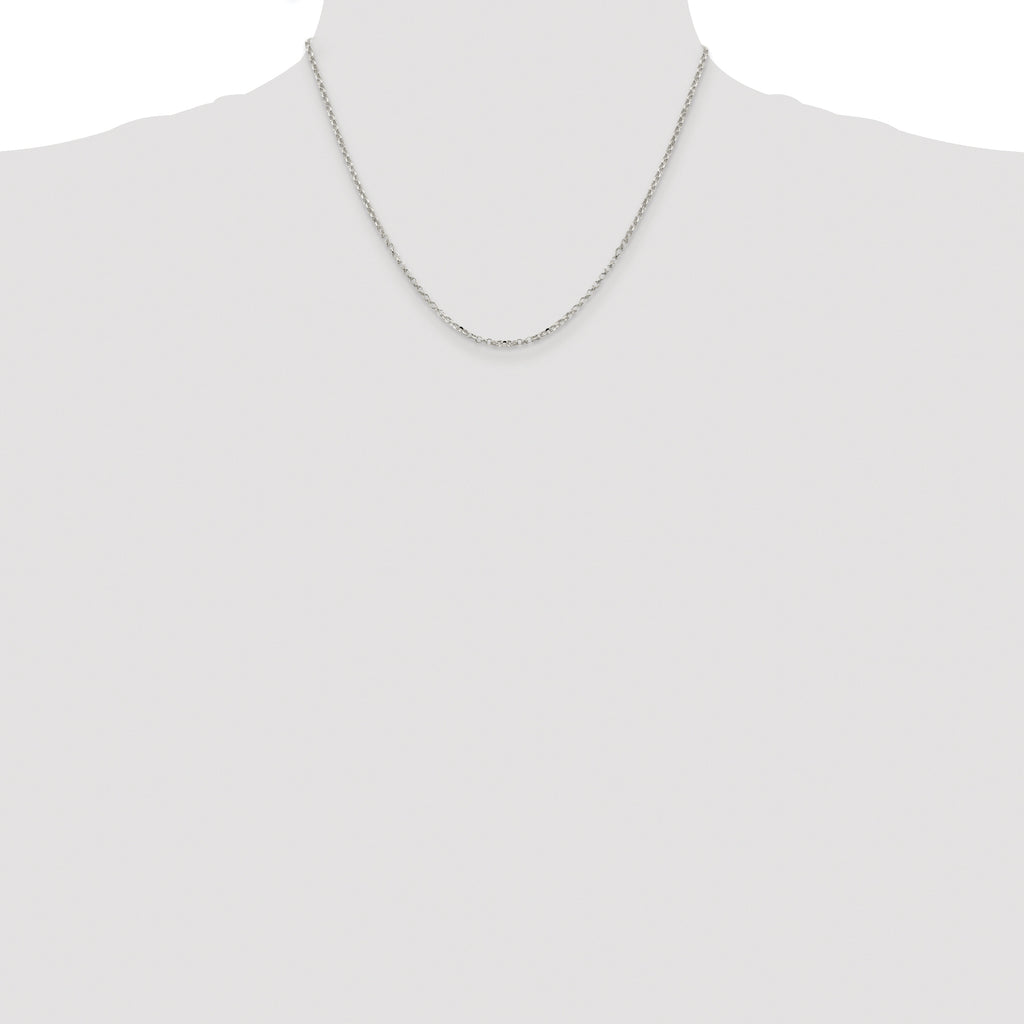 Sterling Silver Rhodium-plated 2.2mm Diamond-Cut Rolo Cable Chain