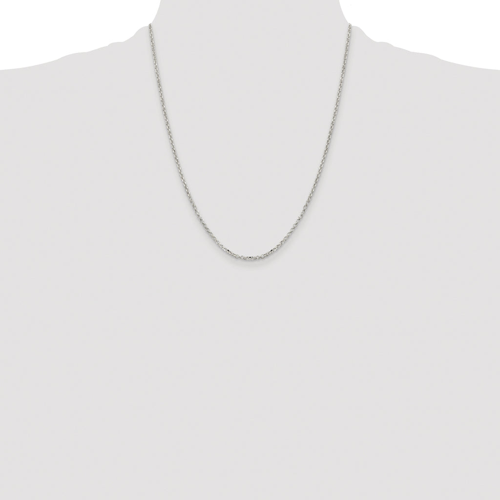 Sterling Silver Rhodium-plated 2.2mm Diamond-Cut Rolo Cable Chain
